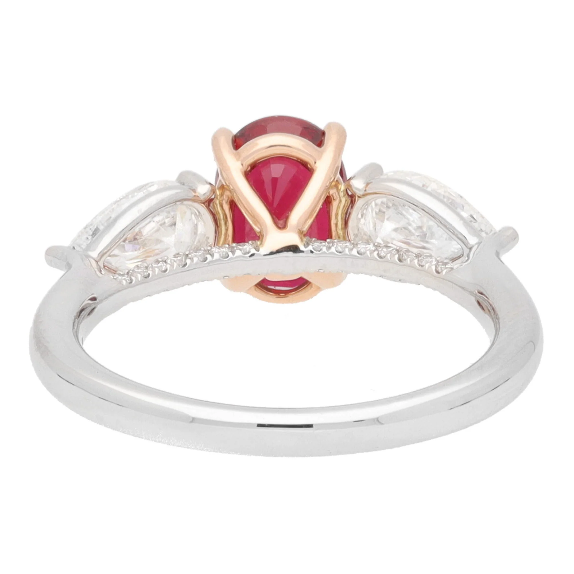Ruby and Diamond Platinum and 18ct Rose Gold Florentine Ring - Image 7