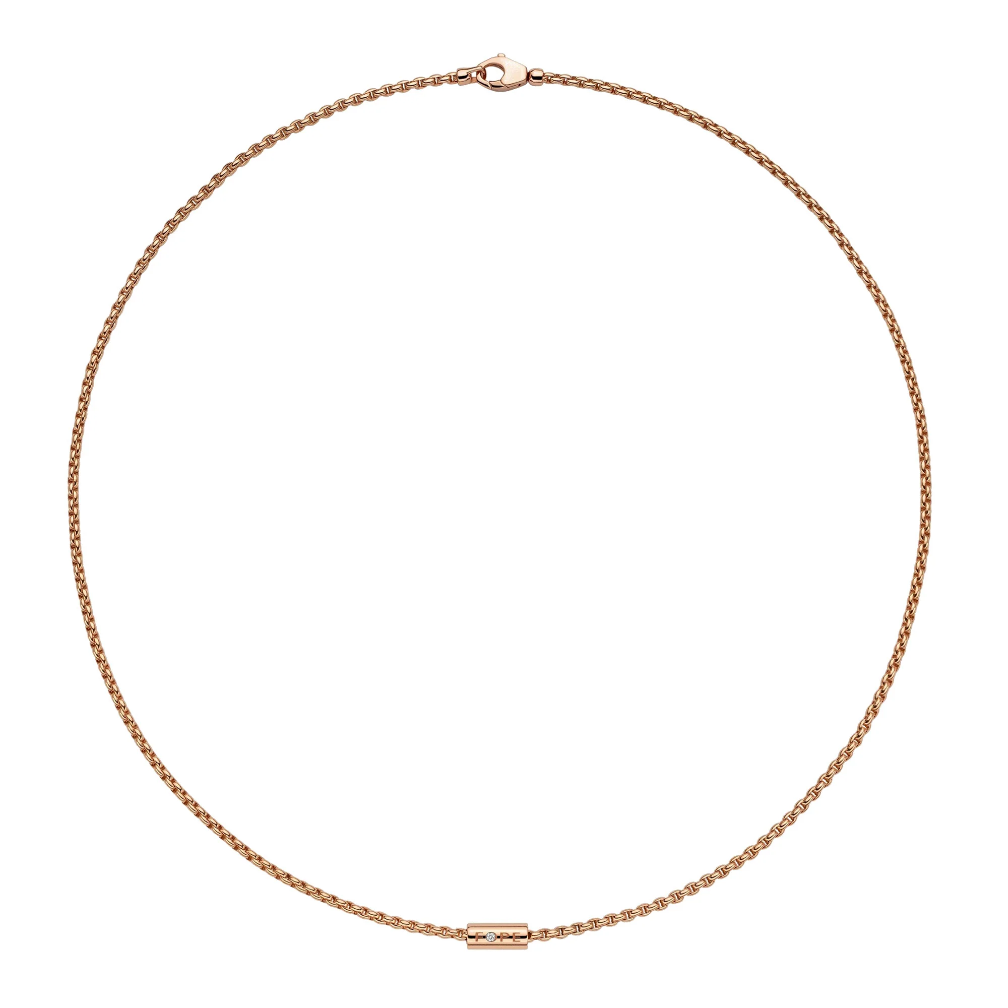 FOPE Aria 18ct Rose Gold 0.02ct Diamond Set Necklace 43cm - Image 2