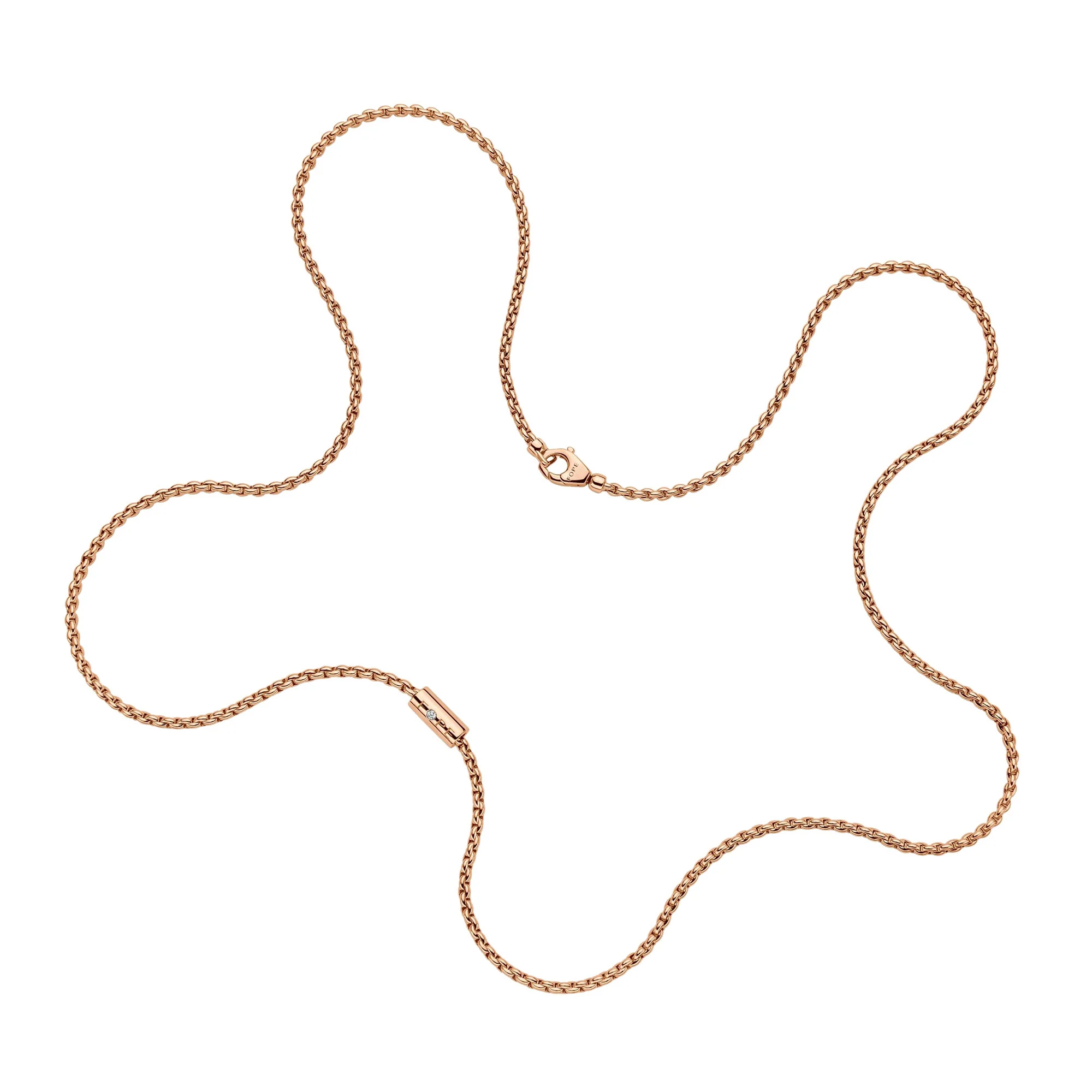 FOPE Aria 18ct Rose Gold 0.02ct Diamond Set Necklace 43cm - Image 3