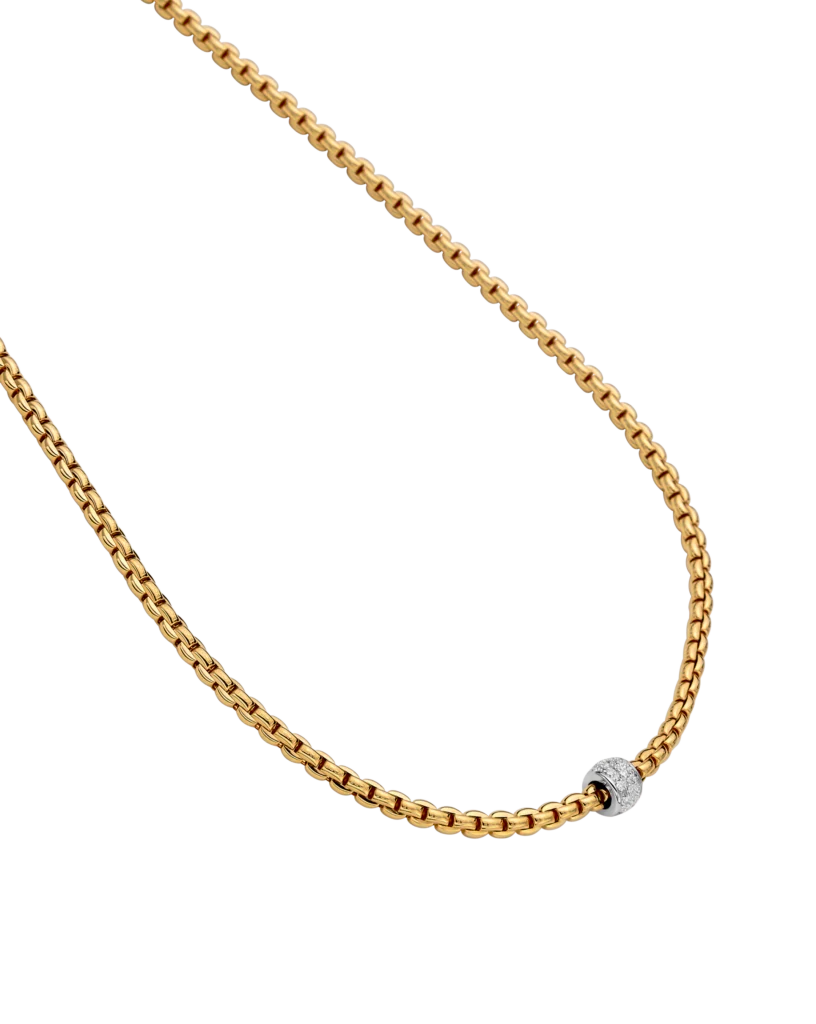 Fope Eka 18ct Yellow Gold 0.19ct Diamond Set Necklace 43cm - Image 2