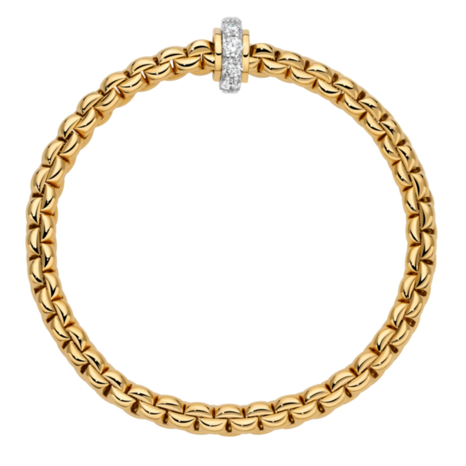 Fope Eka 18ct Yellow Gold 0.89ct Diamond Set Bracelet Medium - Image 2