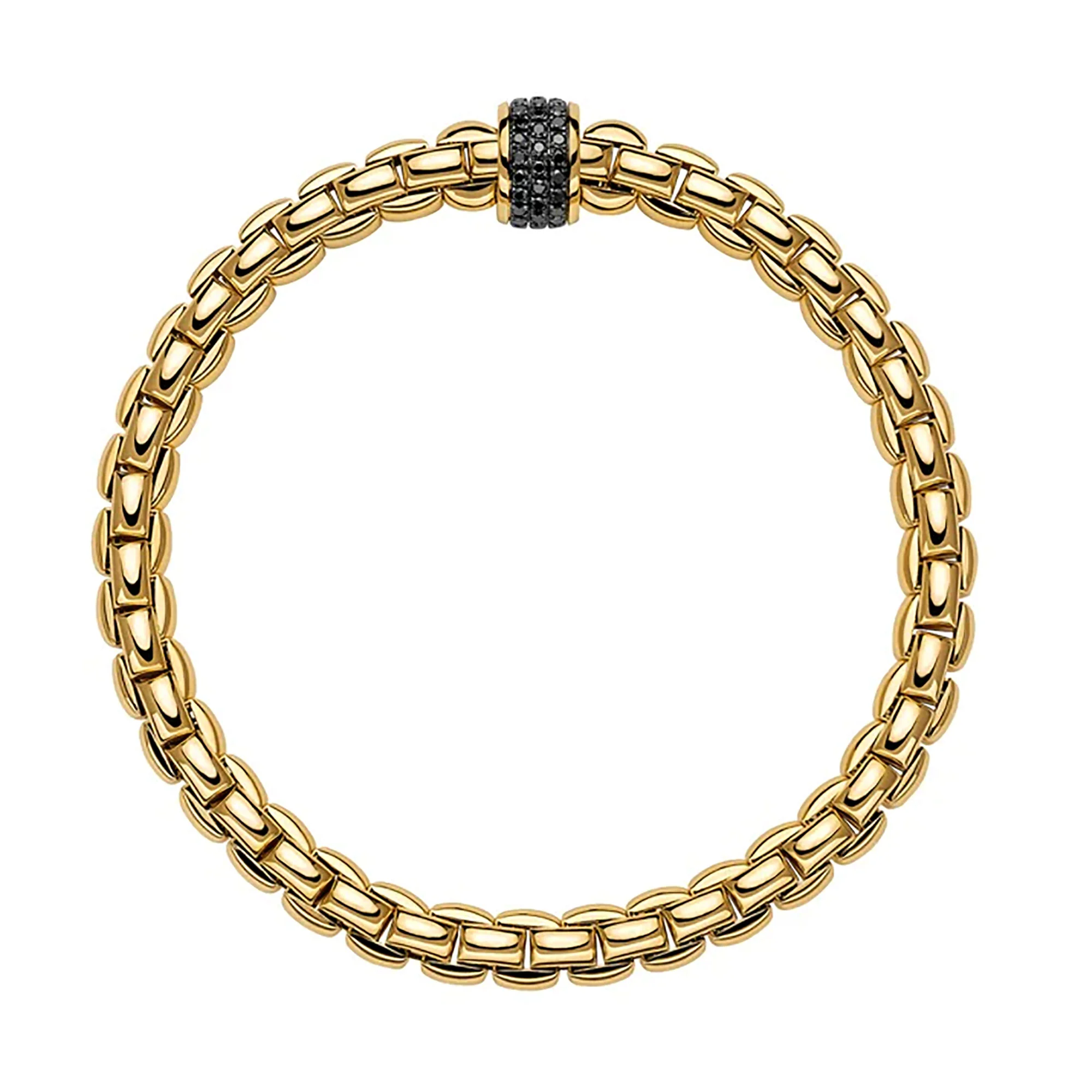 FOPE Eka Tiny 18ct Yellow Gold 0.54ct Black Diamond Set Bracelet Extra Large - Image 2