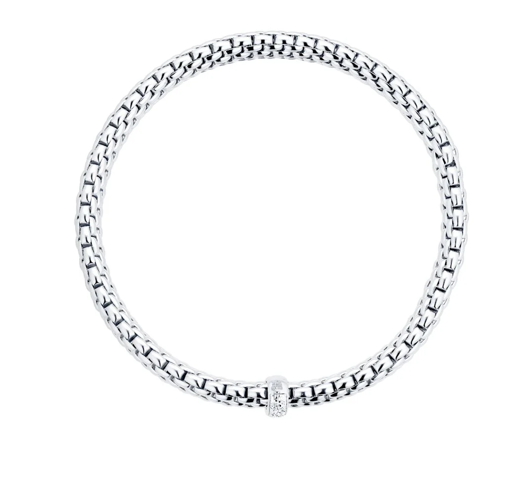 FOPE Flex'it Vendôme 18ct White Gold 0.10ct Diamond Set Bracelet Medium 560B BBR - Image 2