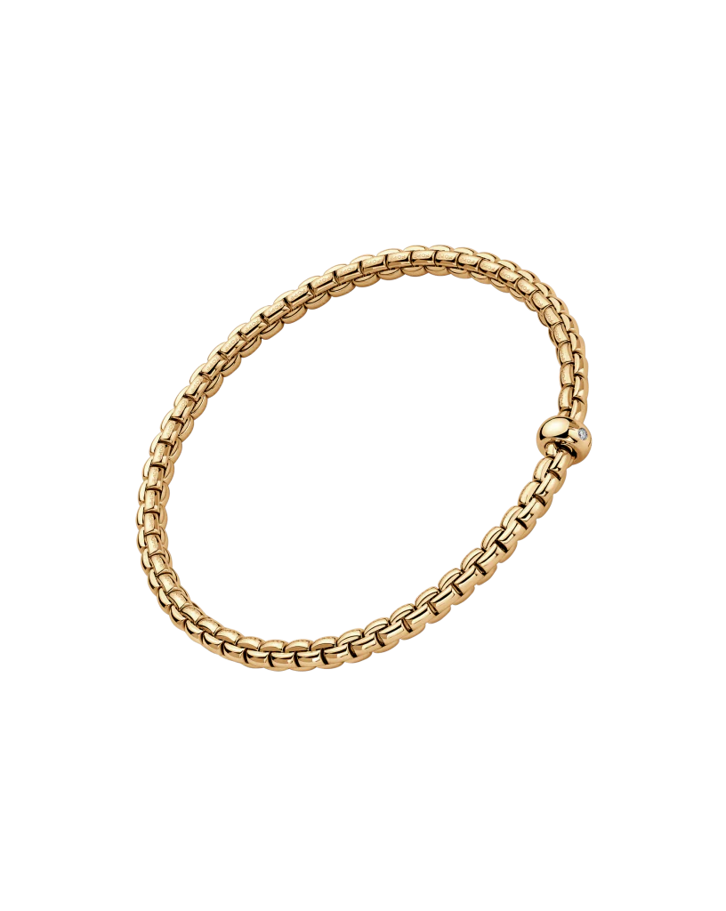 Fope Flex'It Eka 18ct Yellow Gold 0.01ct Diamond Set Bracelet Medium