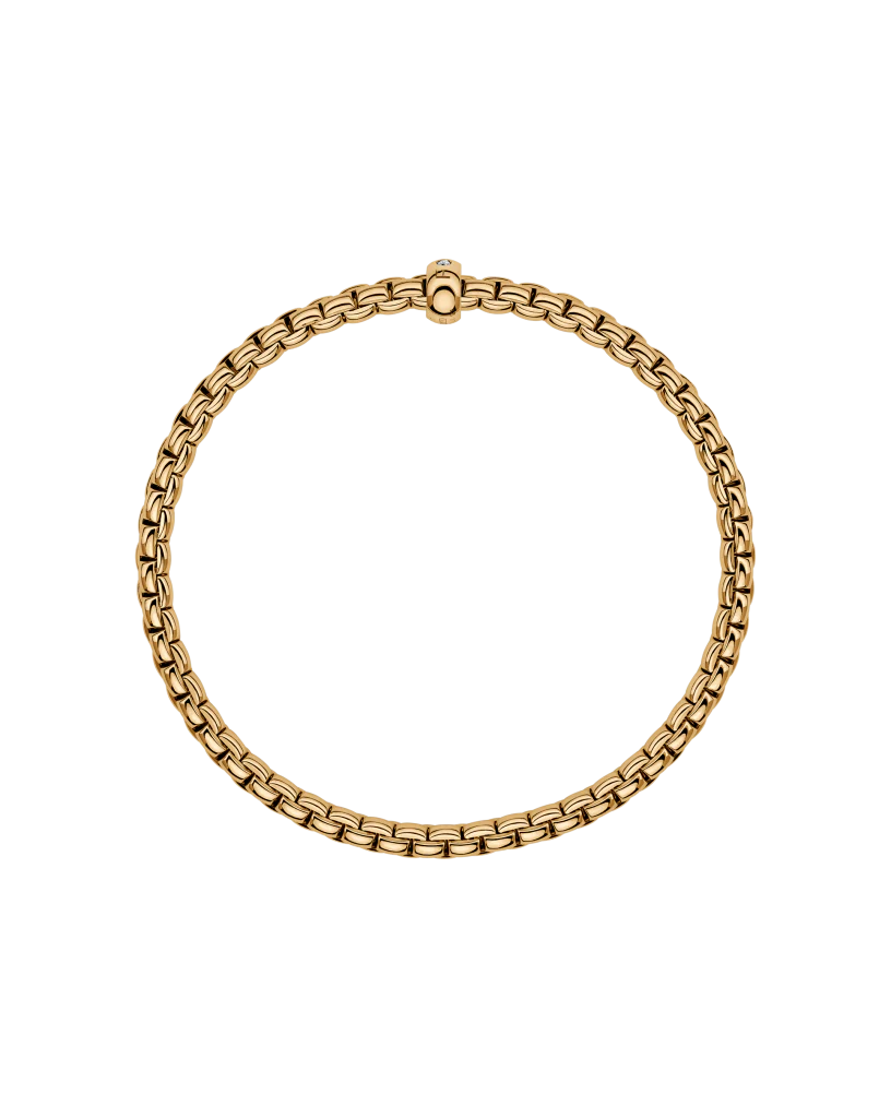 Fope Flex'It Eka 18ct Yellow Gold 0.01ct Diamond Set Bracelet Medium - Image 3