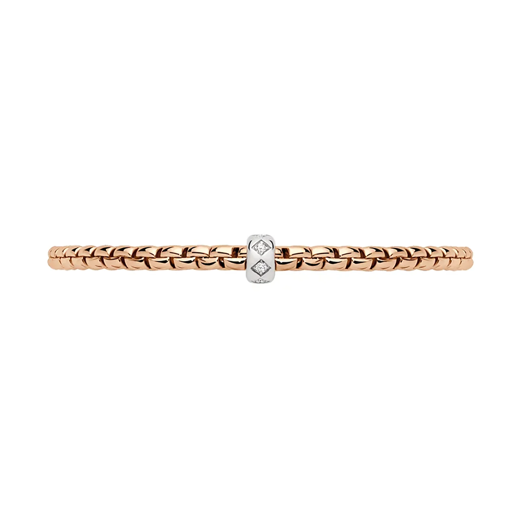 FOPE Flex'it Eka 18ct Rose and White Gold 0.12ct Diamond Set Bracelet Medium - Image 3