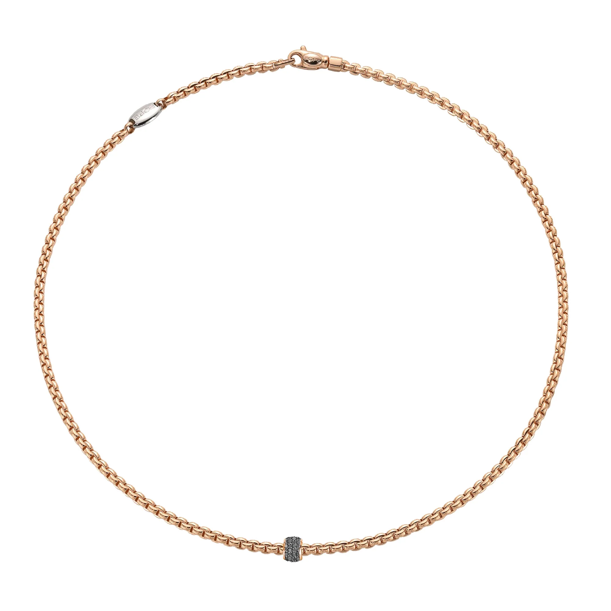 FOPE Flex'it Eka 18ct Rose and White Gold 0.20ct Black Diamond Set Necklace 50cm - Image 2