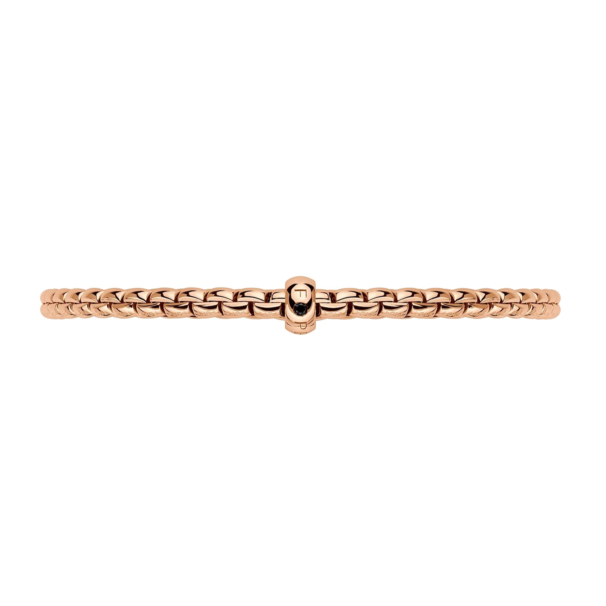 FOPE Flex'it Eka 18ct Rose Gold 0.01ct Black Diamond Set Bracelet Large - Image 3