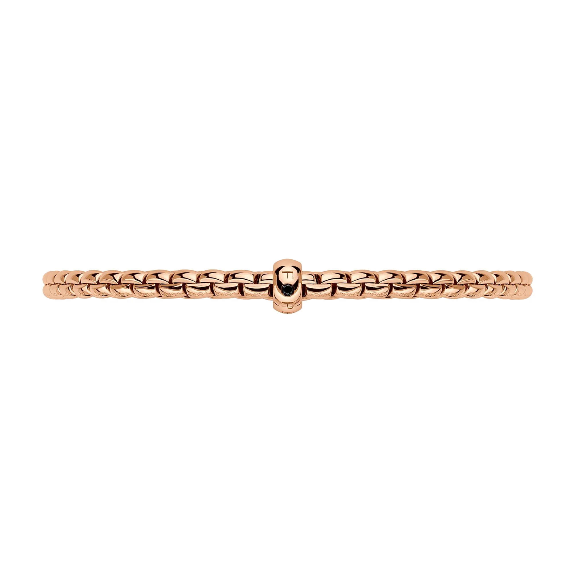 FOPE Flex'it Eka 18ct Rose Gold 0.01ct Black Diamond Set Bracelet Medium - Image 3