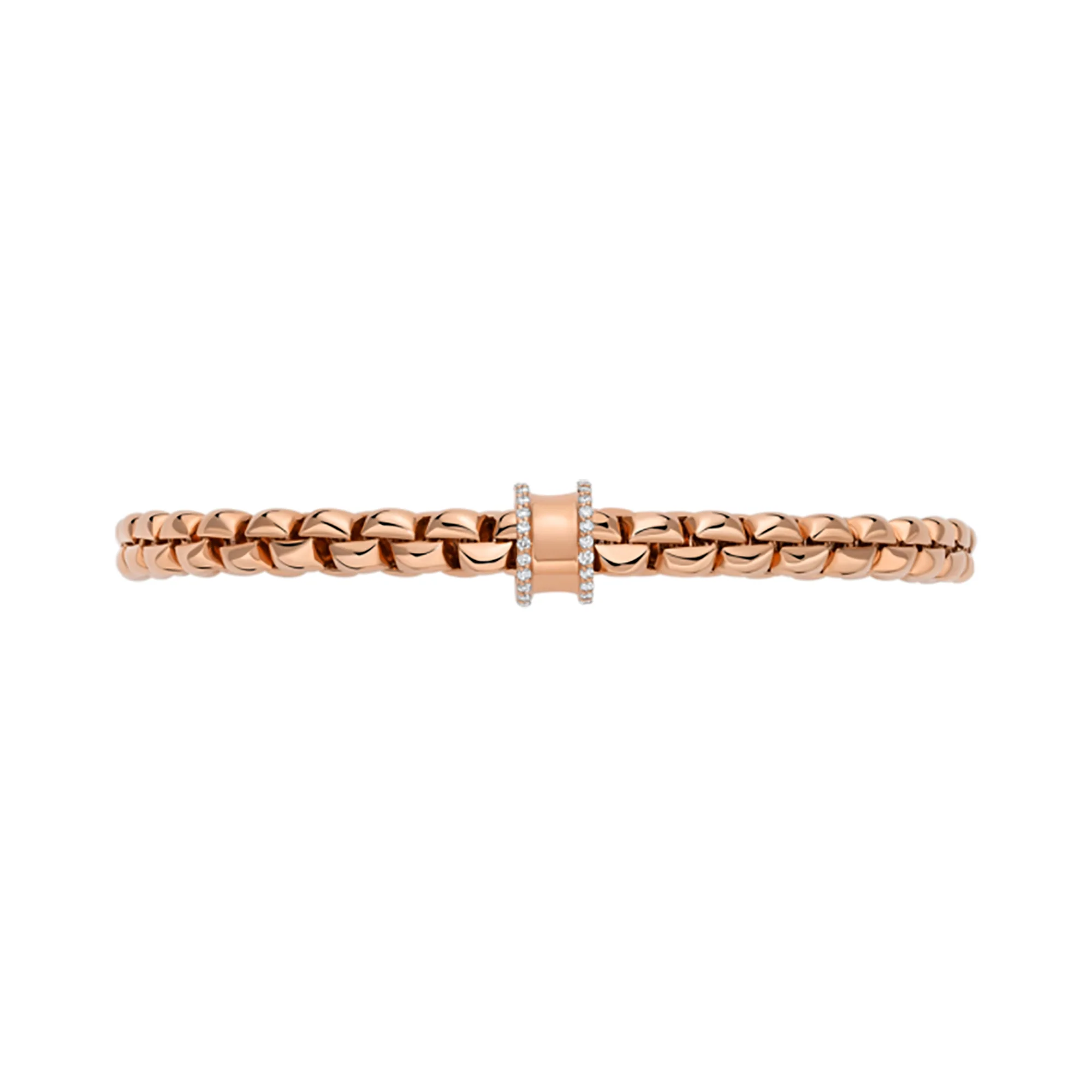 FOPE Flex'it Eka 18ct Rose Gold 0.17ct Diamond Set Bracelet Medium - Image 2