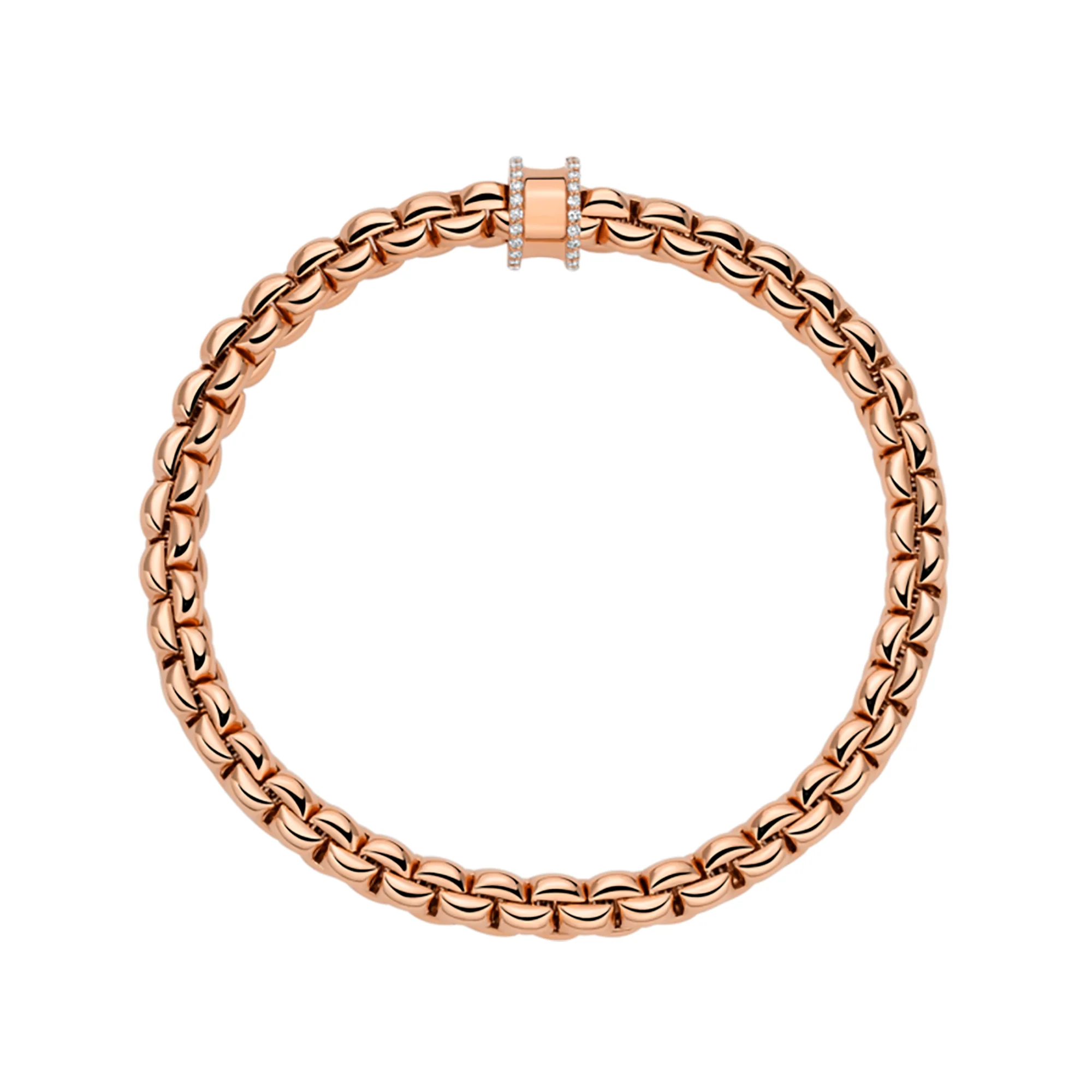 FOPE Flex'it Eka 18ct Rose Gold 0.17ct Diamond Set Bracelet Medium - Image 3