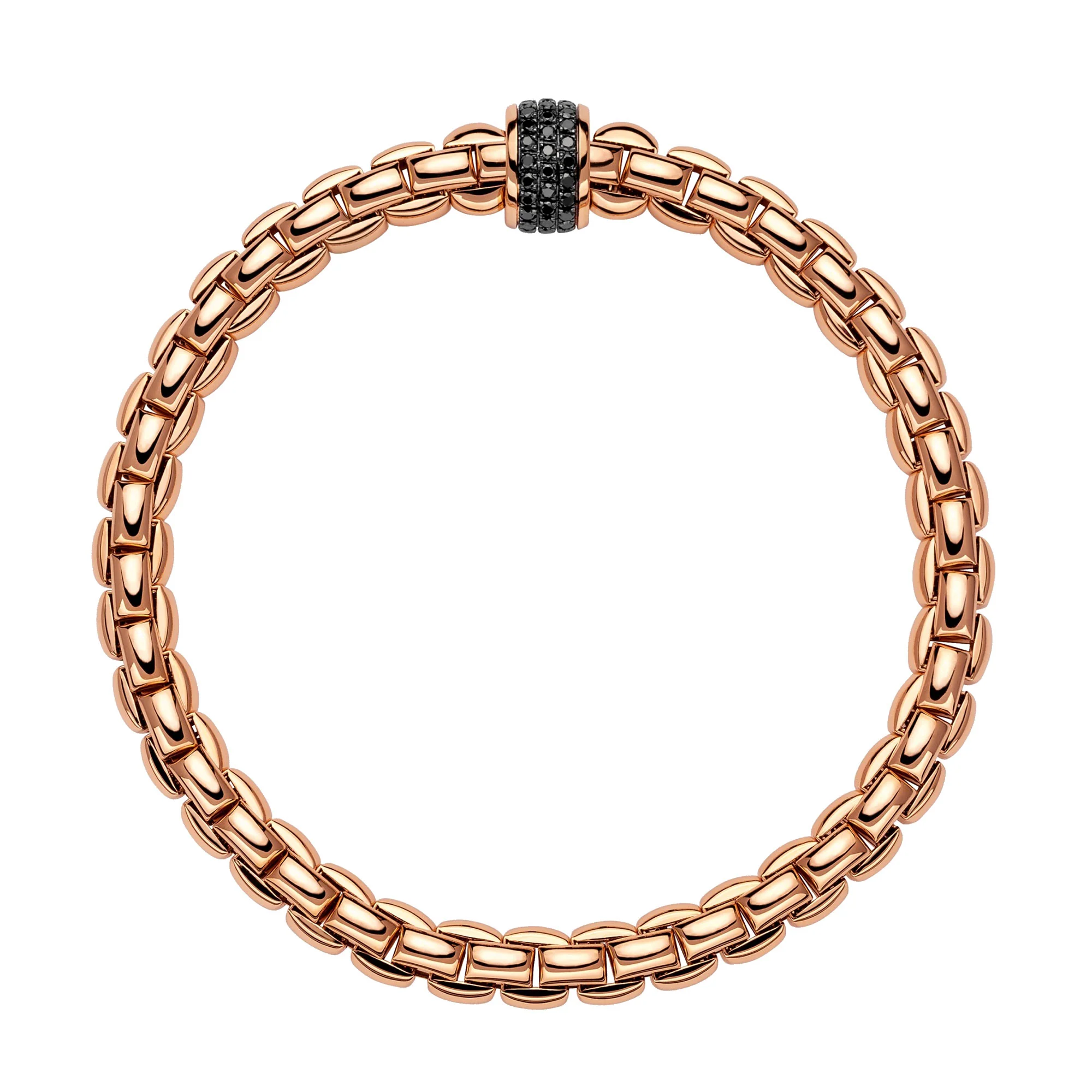 FOPE Flex'it Eka 18ct Rose Gold 0.56ct Black Diamond Set Bracelet Large - Image 2