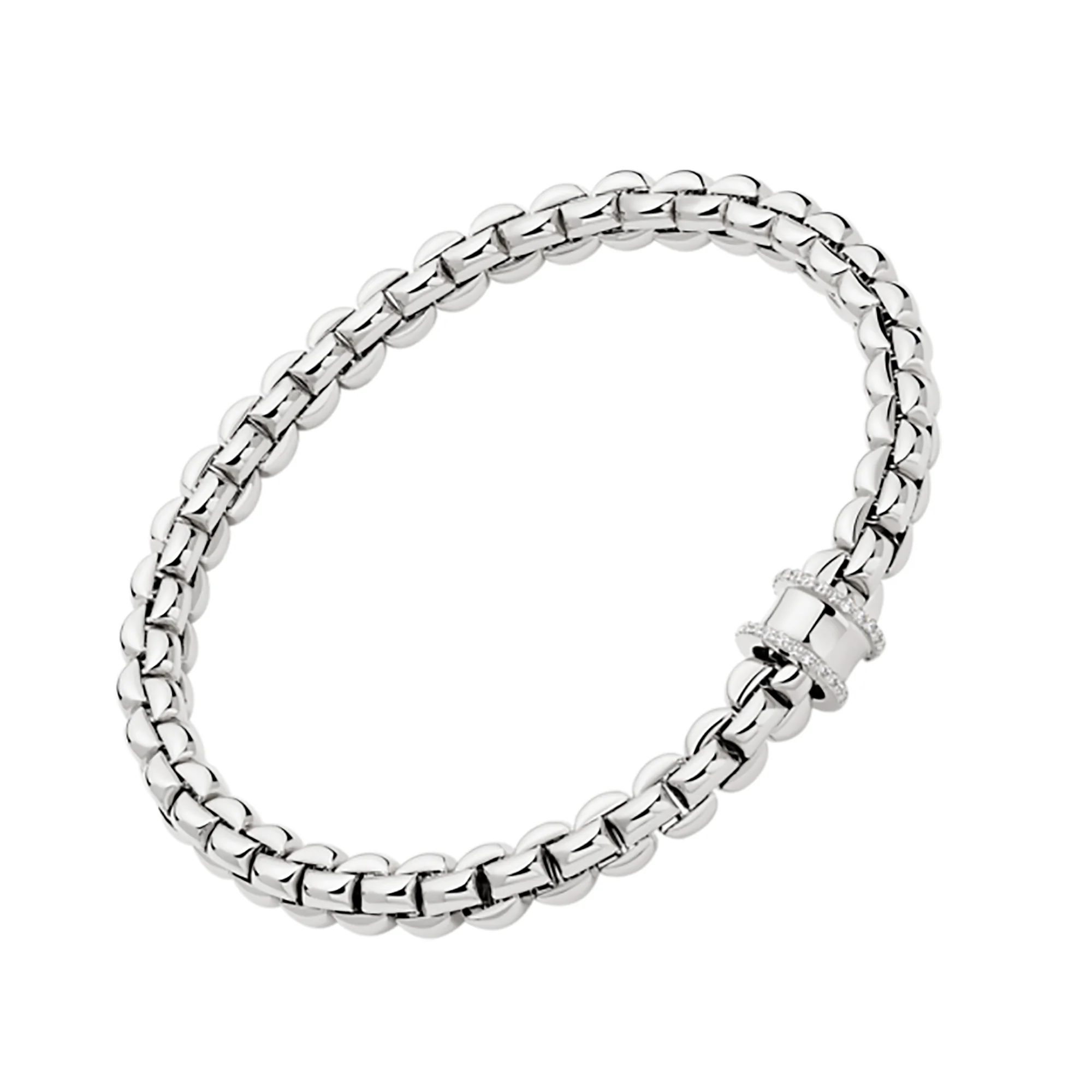 FOPE Flex'it Eka 18ct White Gold 0.17ct Diamond Set Bracelet Medium