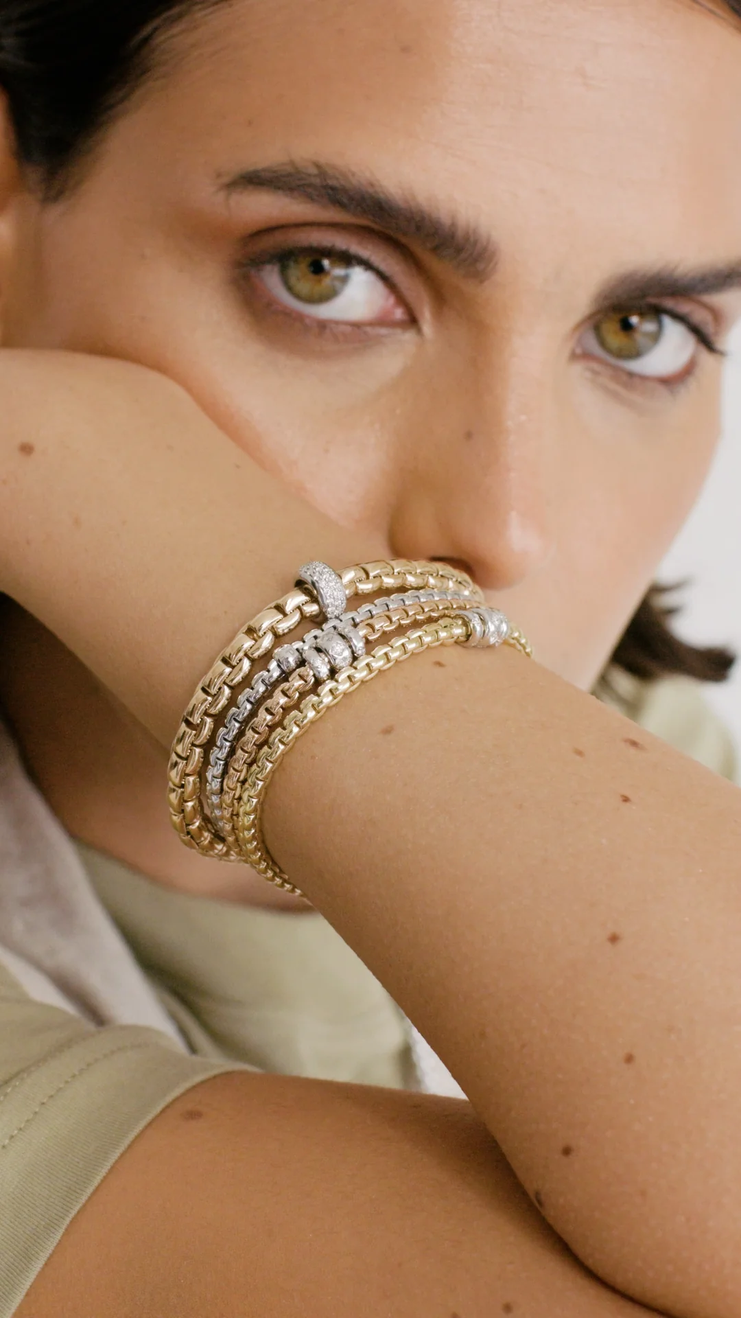 FOPE Flex'it Eka 18ct Yellow and White Gold 0.18ct Diamond Set Bracelet Medium - Image 2
