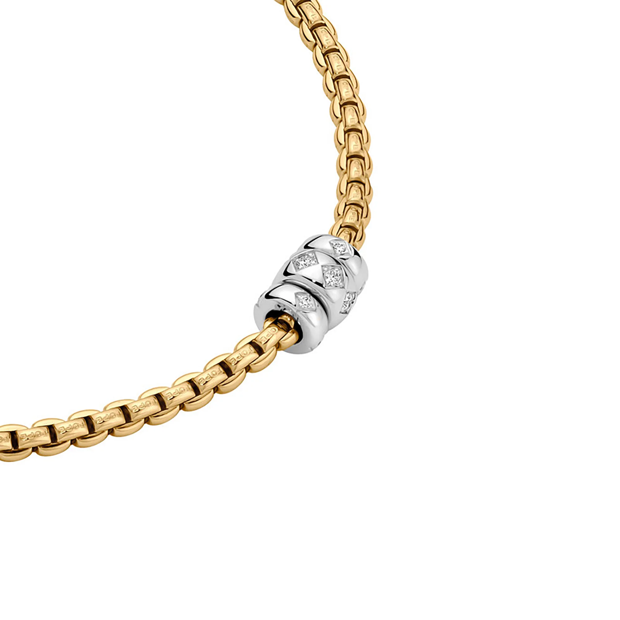 FOPE Flex'it Eka 18ct Yellow and White Gold 0.18ct Diamond Set Necklace 43cm - Image 2