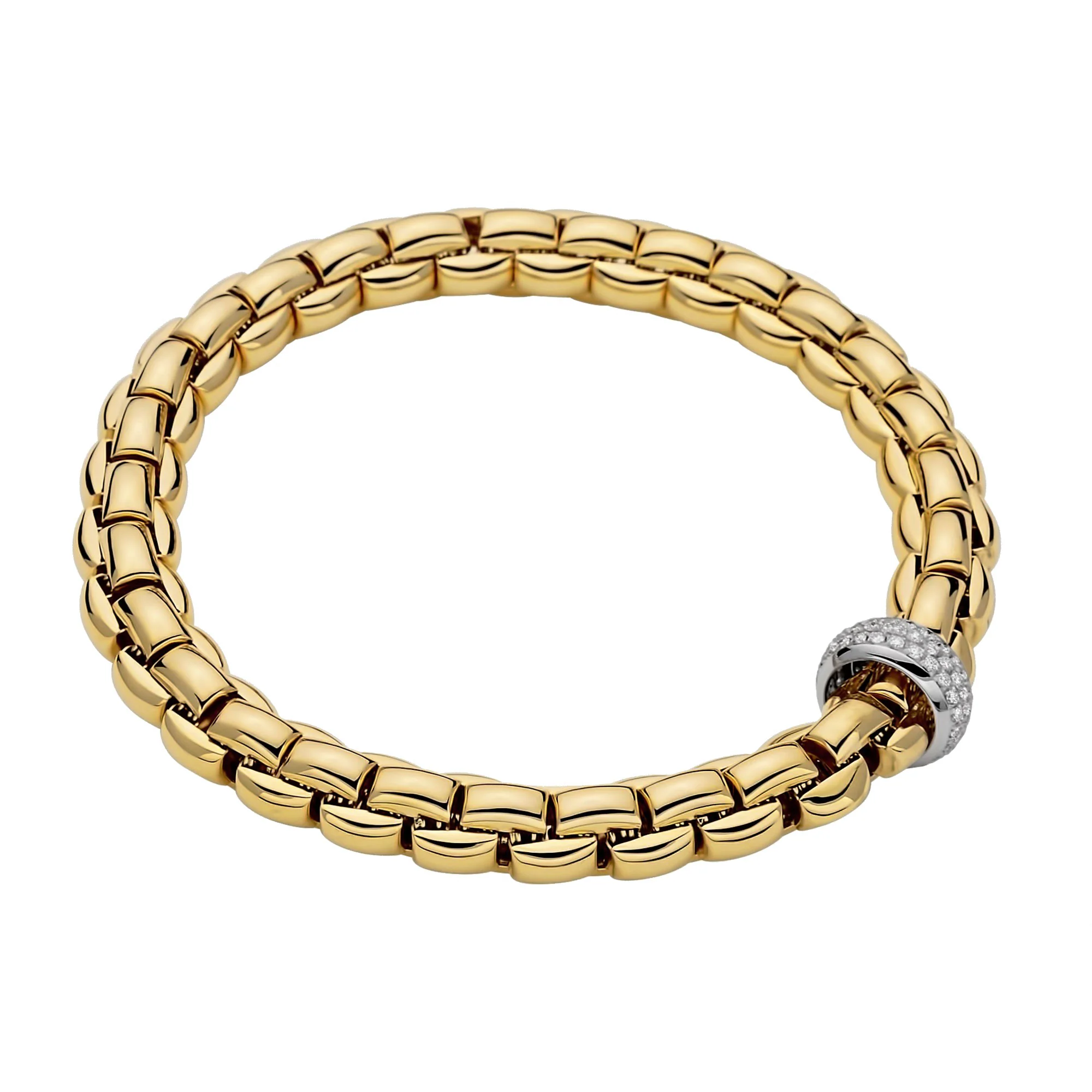 FOPE Flex'it Eka 18ct Yellow and White Gold 0.58ct Diamond Set Bracelet Medium
