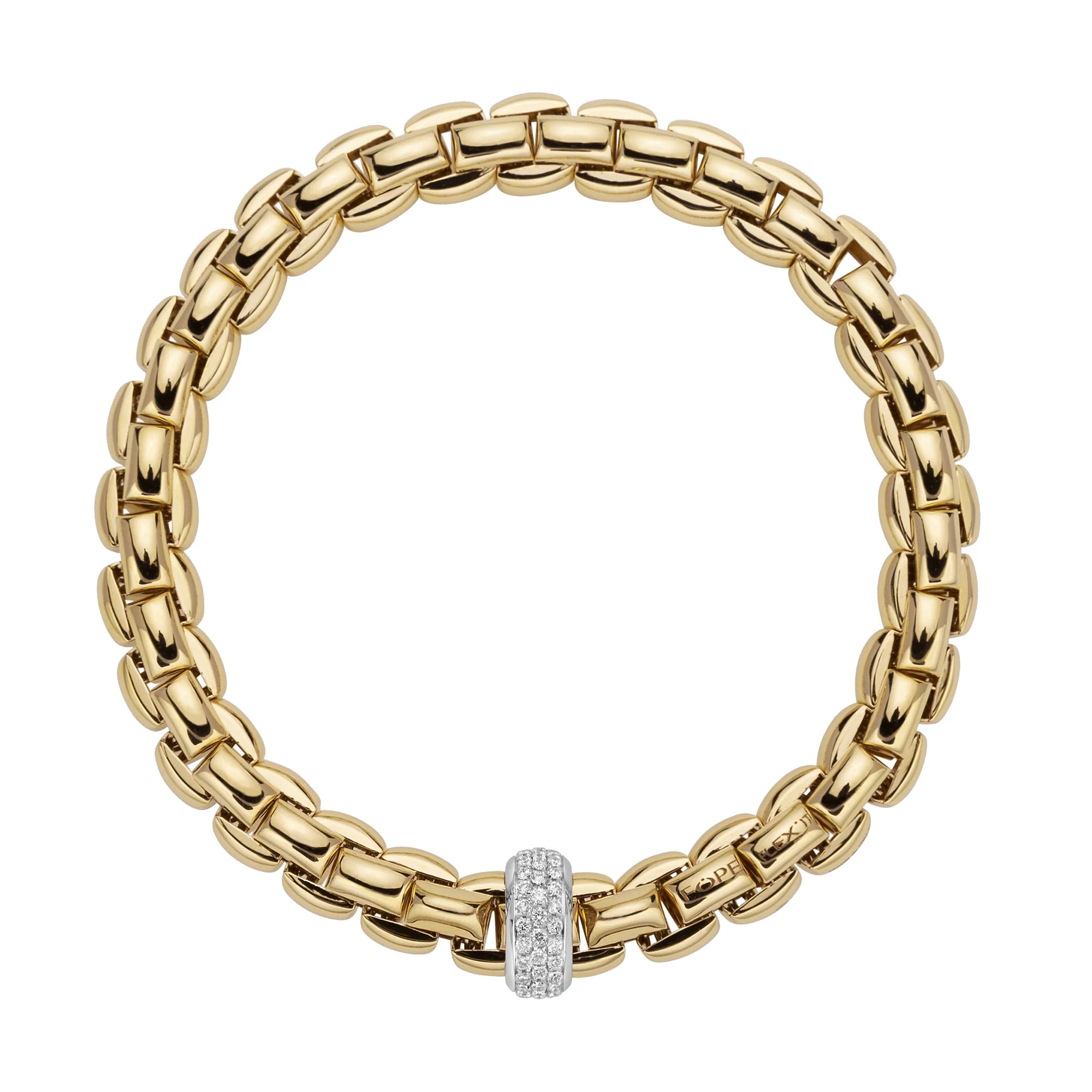 FOPE Flex'it Eka 18ct Yellow and White Gold 0.58ct Diamond Set Bracelet Medium - Image 2