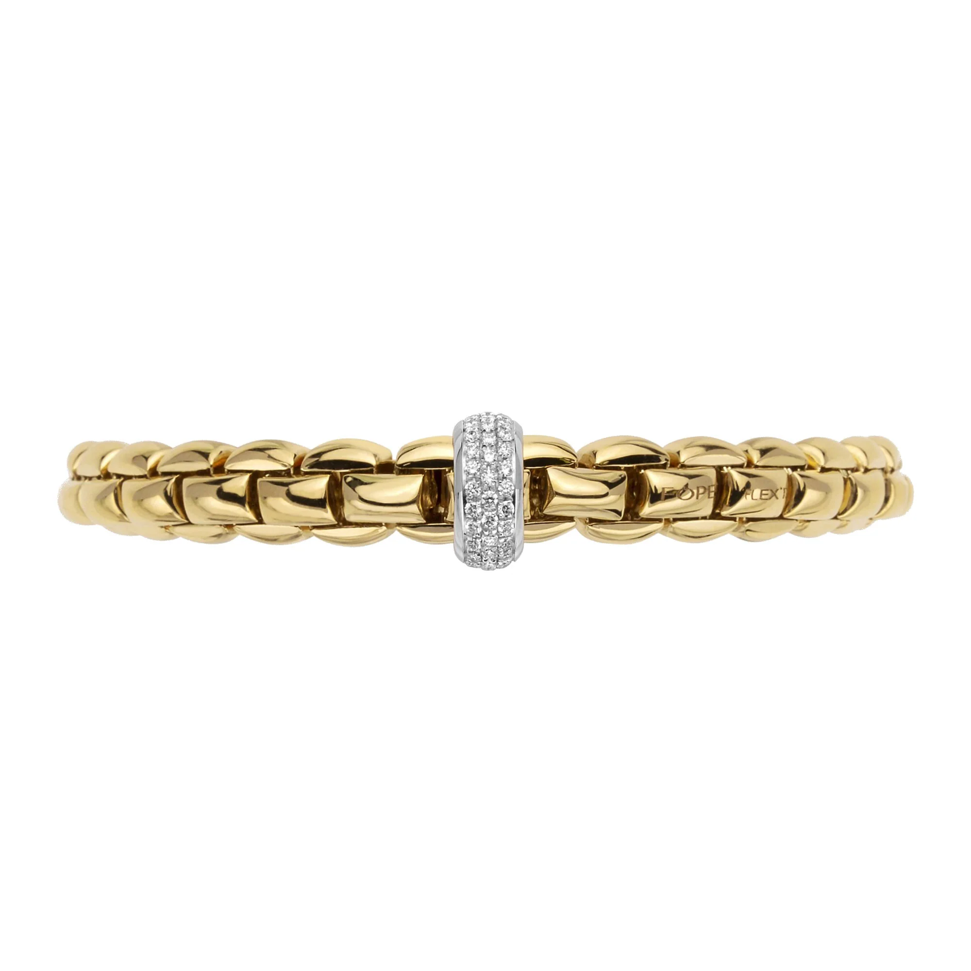 FOPE Flex'it Eka 18ct Yellow and White Gold 0.58ct Diamond Set Bracelet Medium - Image 3