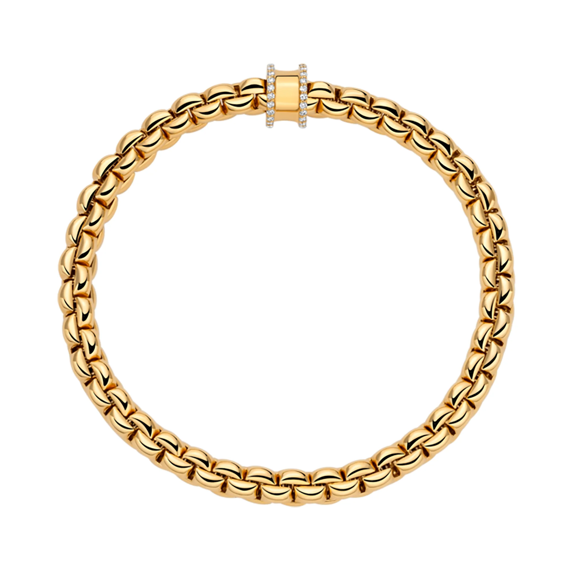 FOPE Flex'it Eka 18ct Yellow Gold 0.17ct Diamond Set Bracelet Medium - Image 2