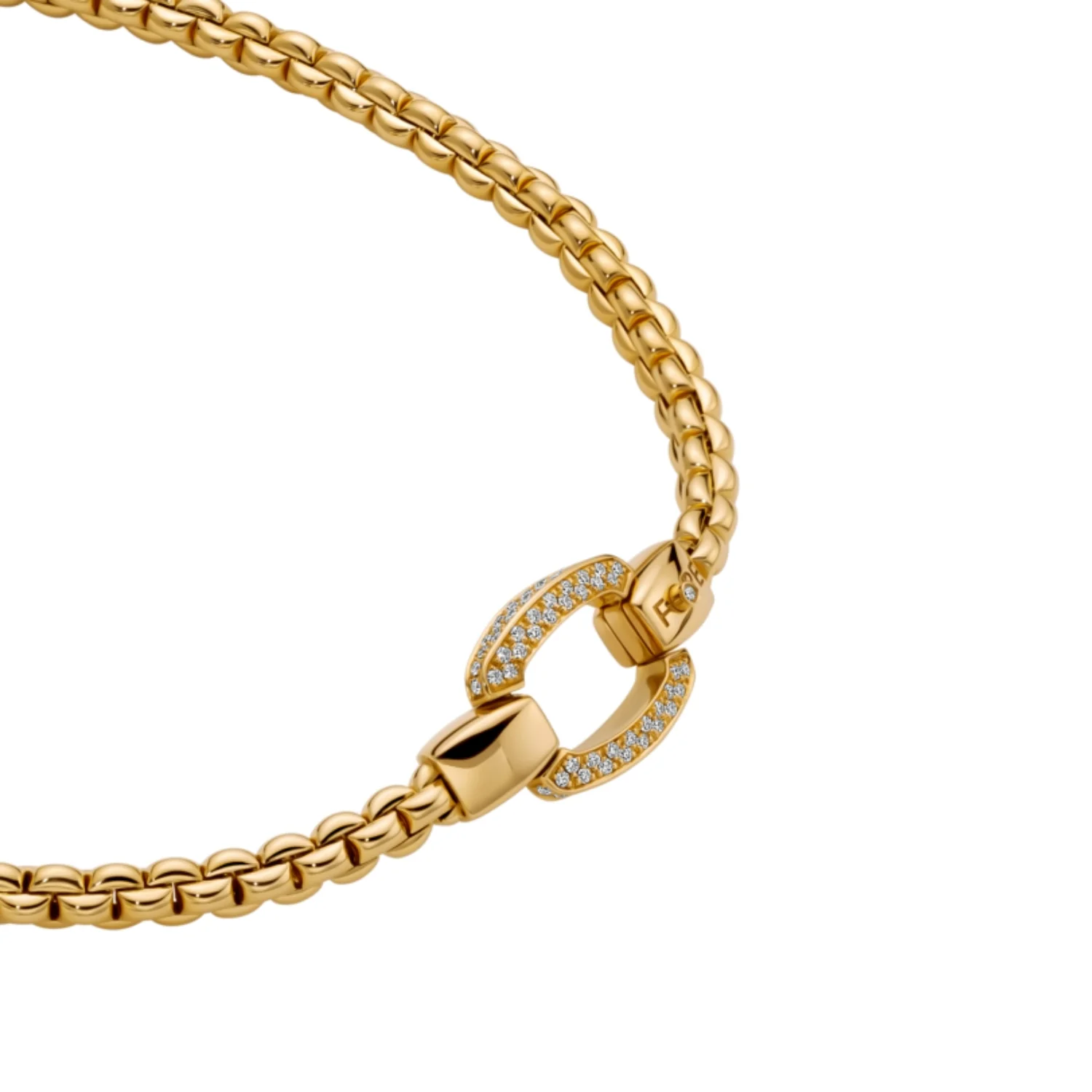 FOPE Flex'it Eka 18ct Yellow Gold 0.65ct Diamond Pavé Clasp 37m Necklace - Image 2