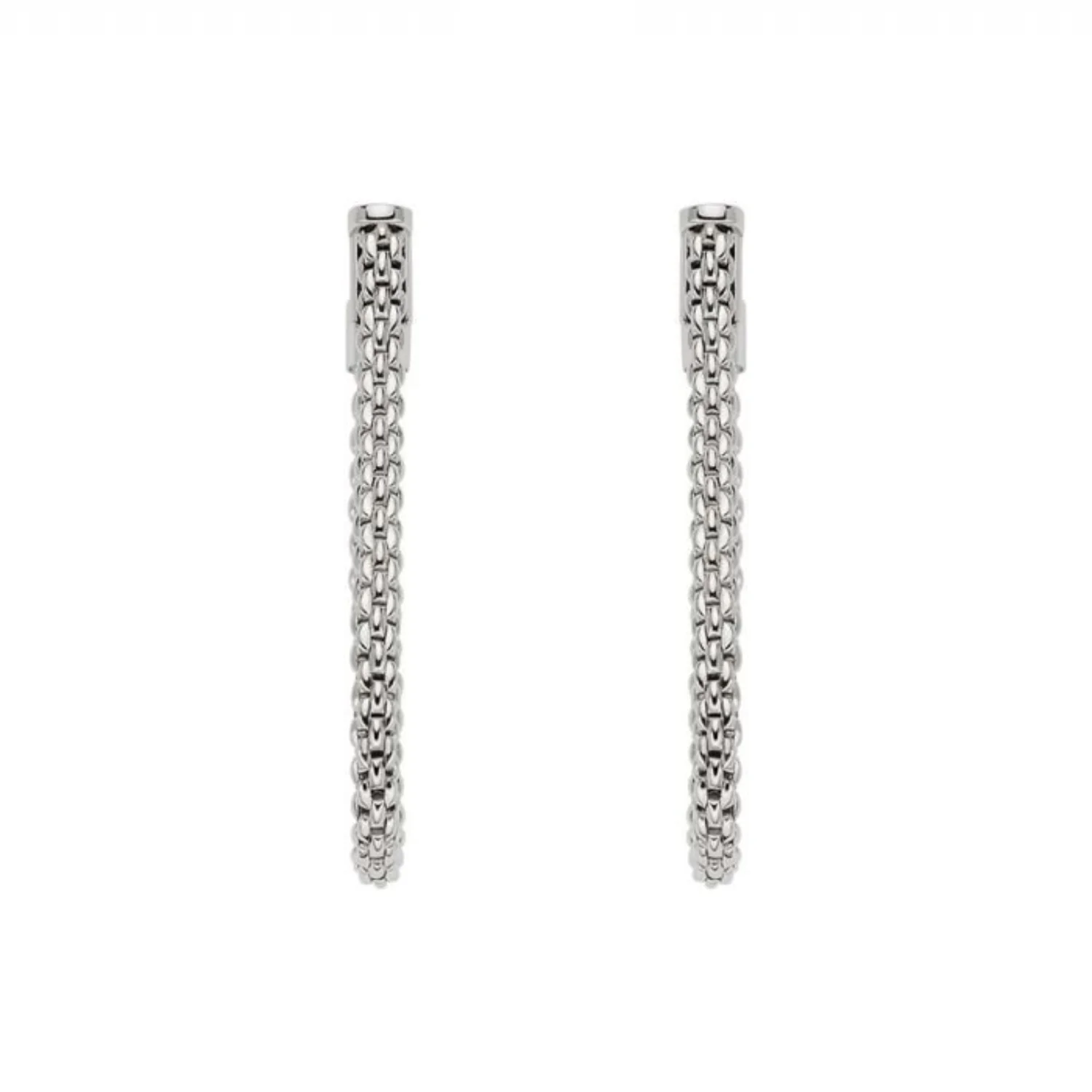 FOPE Flex'it Essentials 18ct White Gold Oval Mesh Medium Hoop Earrings - Image 2
