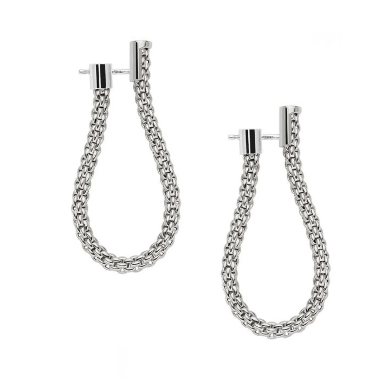 FOPE Flex'it Essentials 18ct White Gold Oval Mesh Medium Hoop Earrings - Image 3