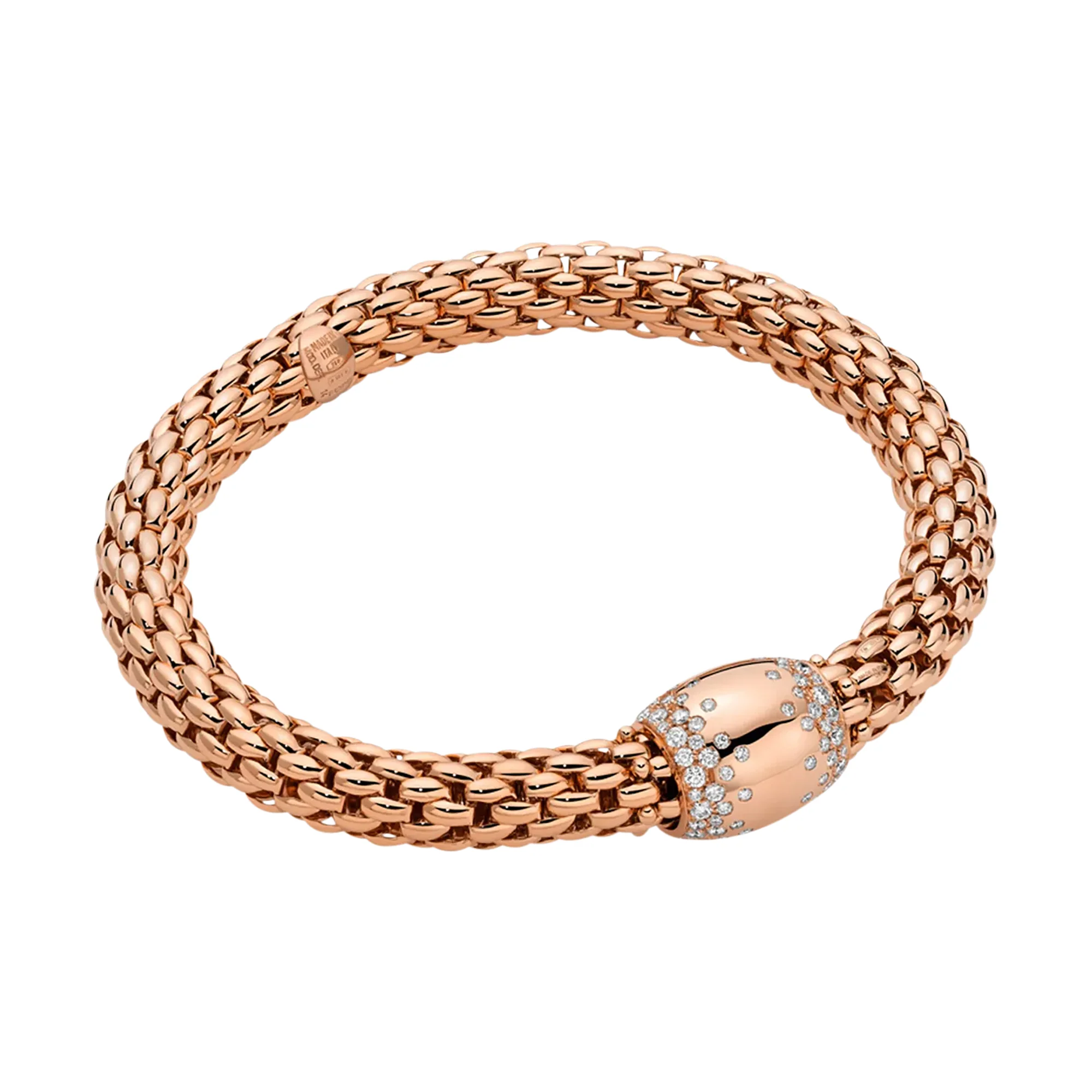 FOPE Flex'it Love Nest 18ct Rose Gold 1.07ct Diamond Set Bracelet Medium
