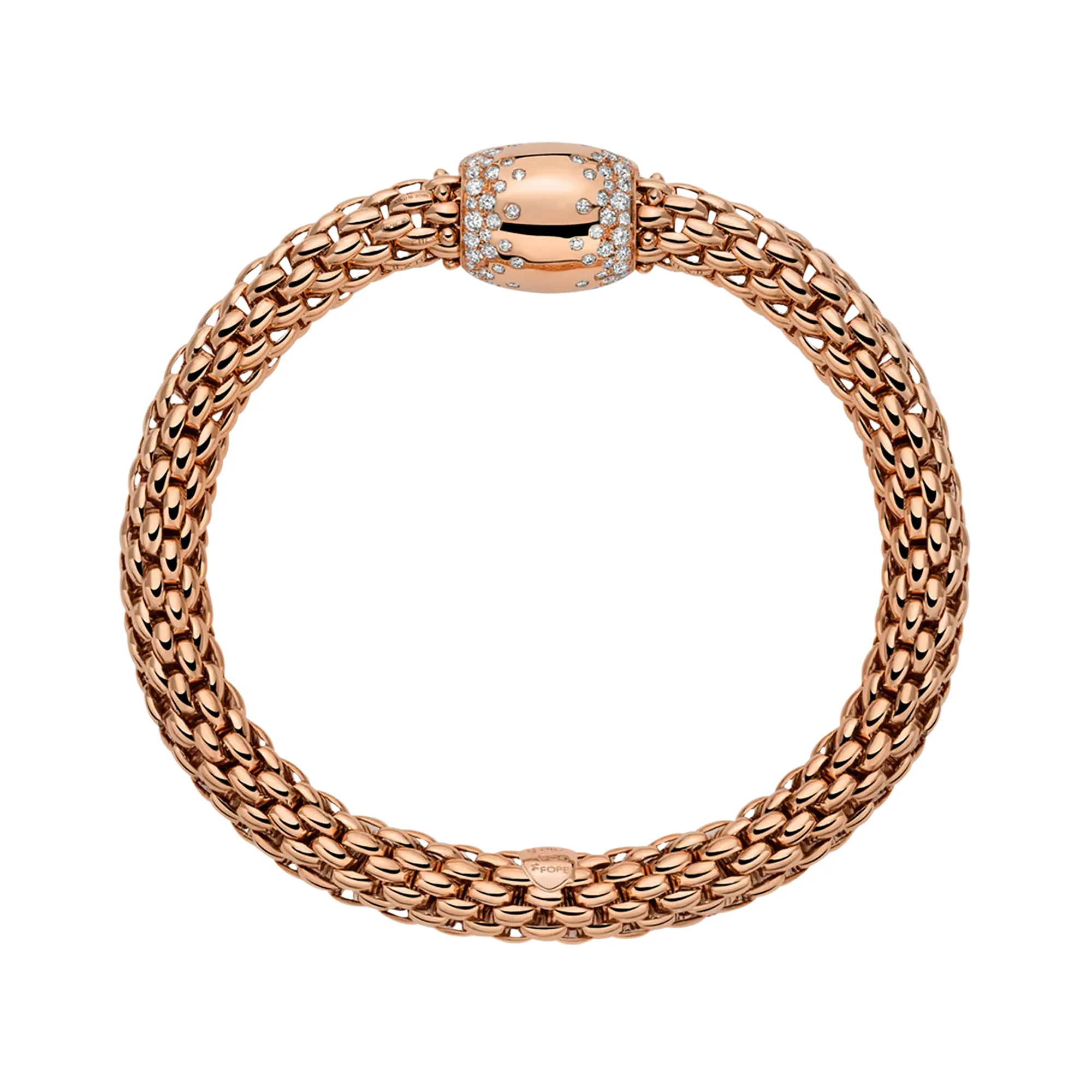 FOPE Flex'it Love Nest 18ct Rose Gold 1.07ct Diamond Set Bracelet Medium - Image 2