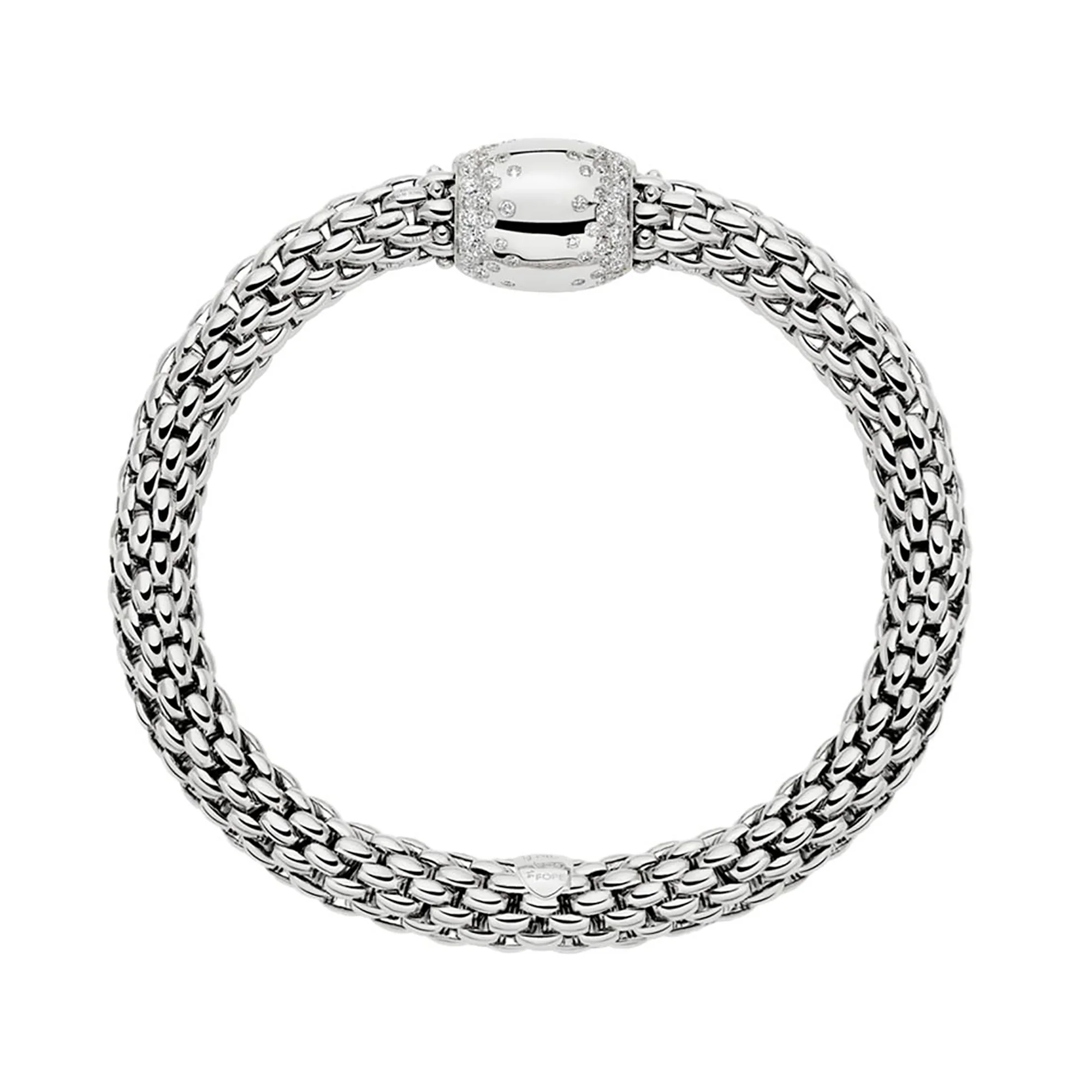 FOPE Flex'it Love Nest 18ct White Gold 1.07ct Diamond Set Bracelet Medium - Image 2