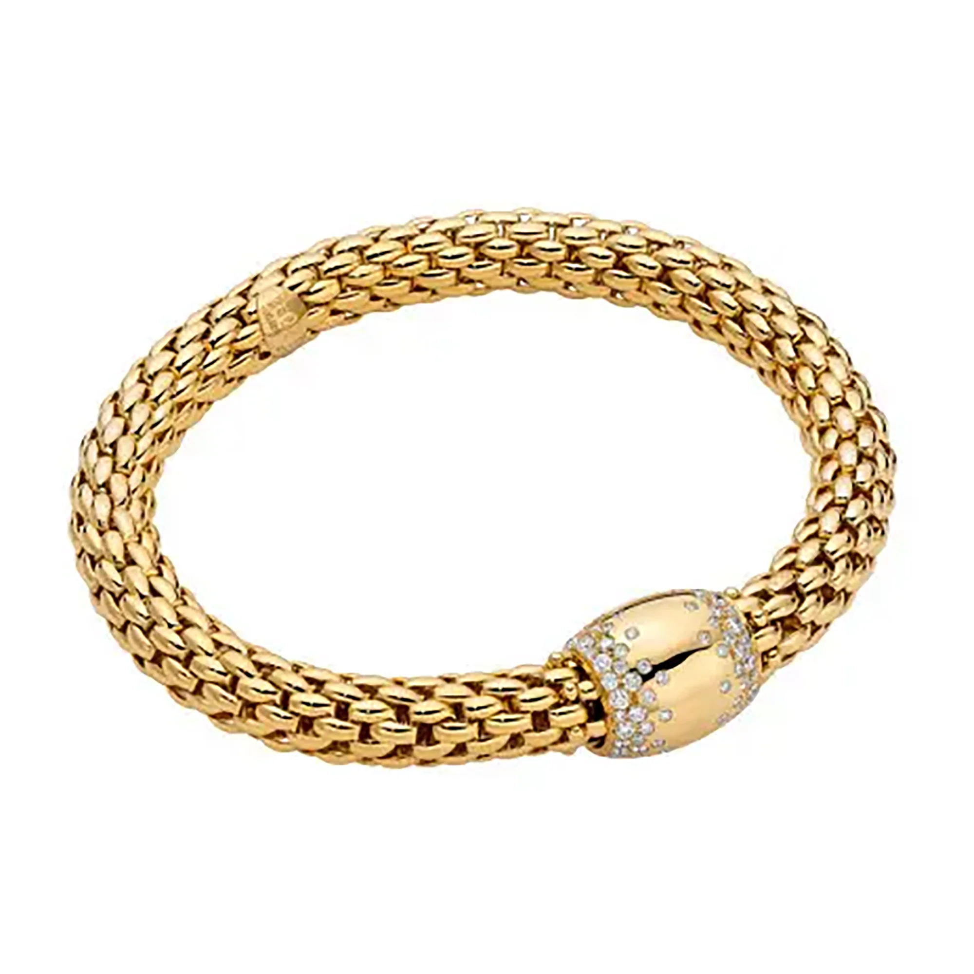 FOPE Flex'it Love Nest 18ct Yellow Gold 1.07ct Diamond Set Bracelet Medium