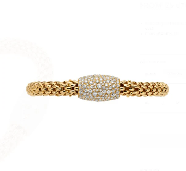 FOPE Flex'it Love Nest 18ct Yellow Gold Diamond Pave Bracelet - Image 2