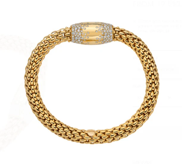 FOPE Flex'it Love Nest 18ct Yellow Gold Pave Diamond Set Bracelet - Image 2