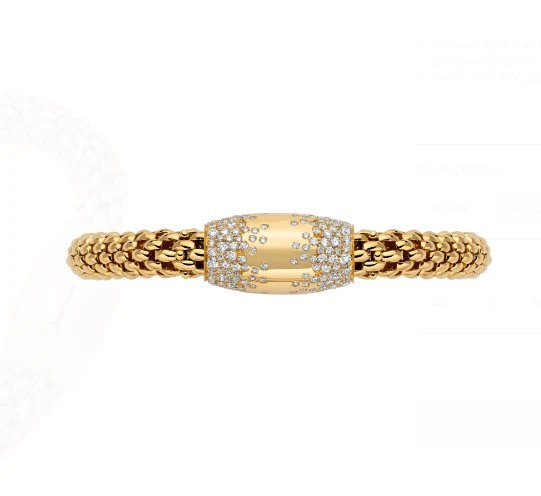 FOPE Flex'it Love Nest 18ct Yellow Gold Pave Diamond Set Bracelet - Image 3
