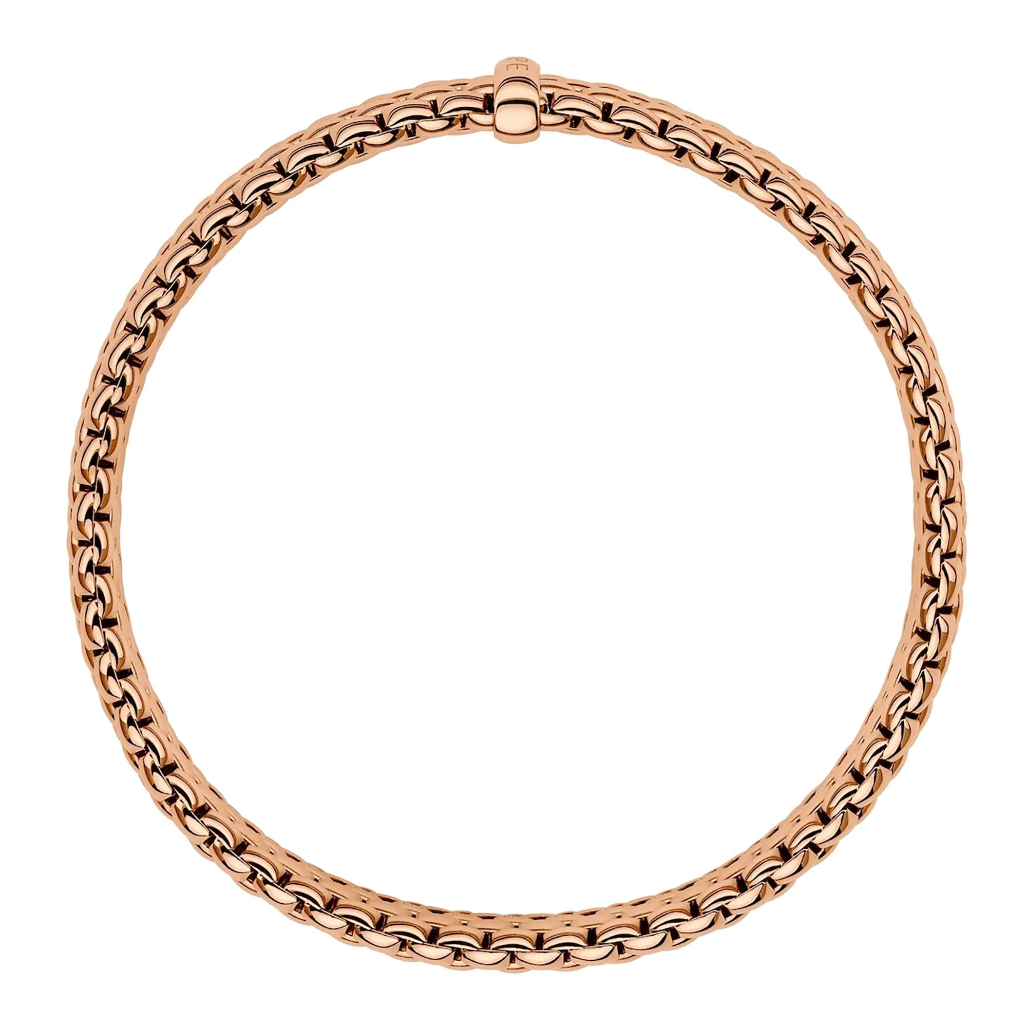 FOPE Flex'it Panorama 18ct Rose Gold 0.01ct Black Diamond Set Bracelet Medium - Image 2
