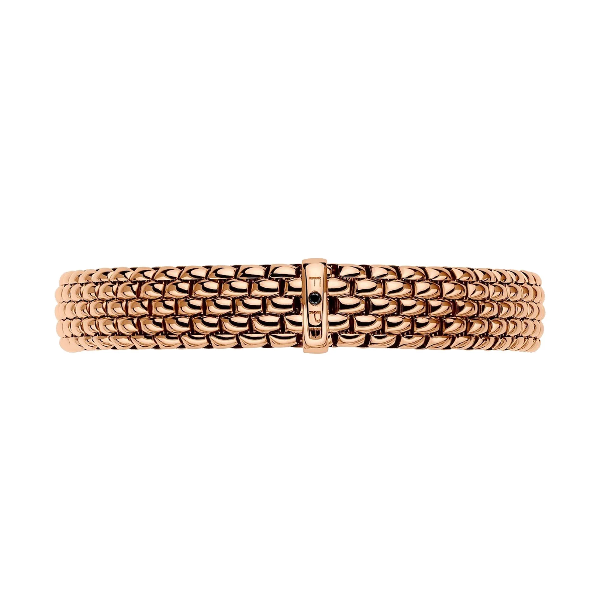 FOPE Flex'it Panorama 18ct Rose Gold 0.01ct Black Diamond Set Bracelet Medium - Image 3