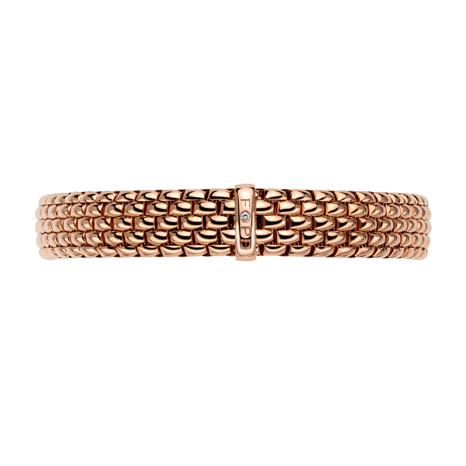 FOPE Flex'it Panorama 18ct Rose Gold 0.01ct Diamond Set Bracelet Large - Image 2