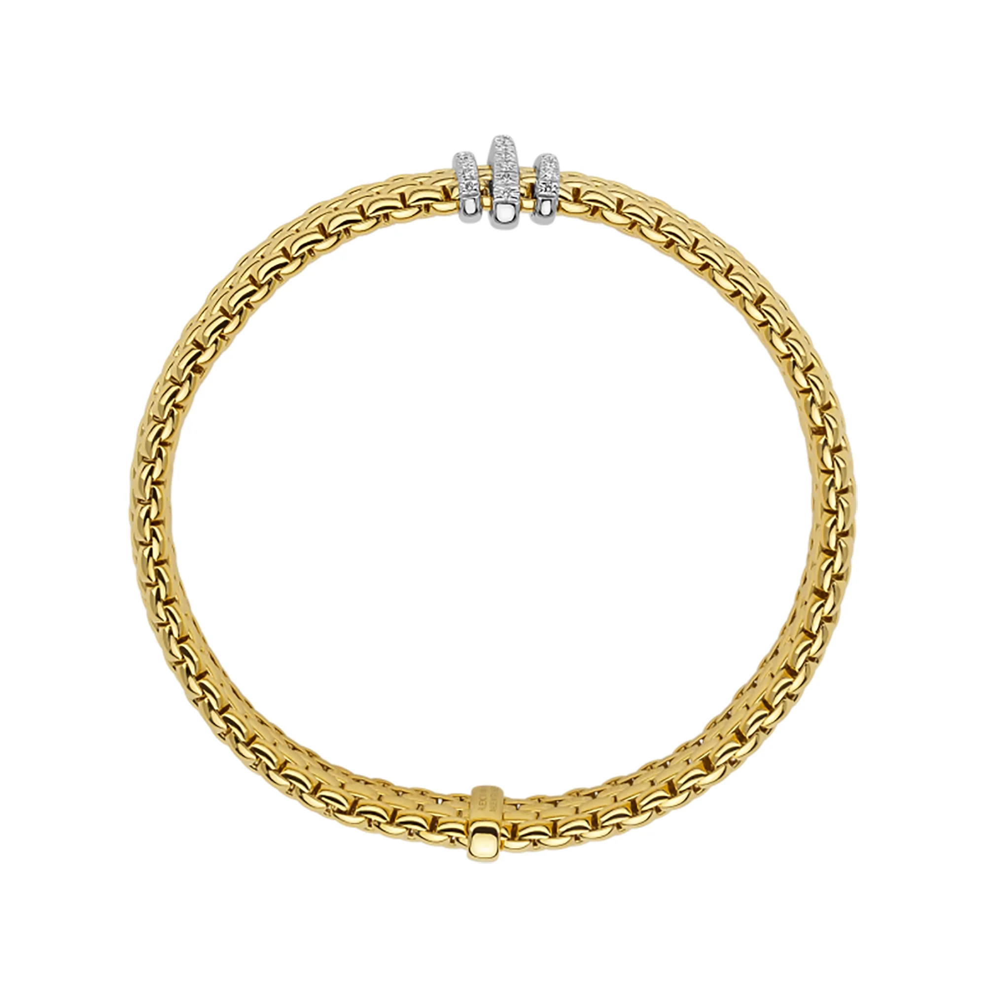 FOPE Flex'it Panorama 18ct Yellow Gold 0.23ct Diamond Set Bracelet Medium - Image 2