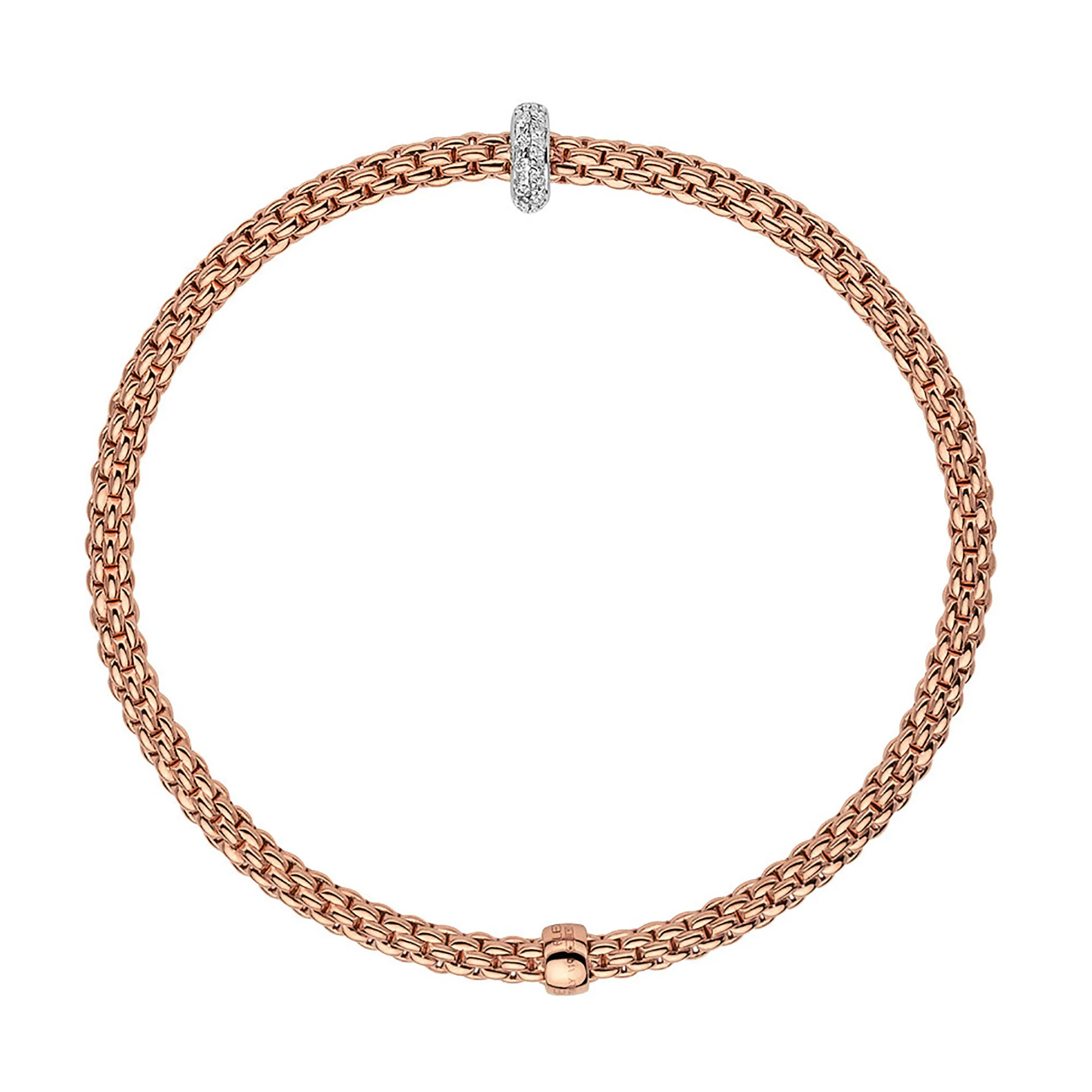 FOPE Flex'it Prima 18ct Rose and White Gold 0.18ct Diamond Set Bracelet Medium - Image 2