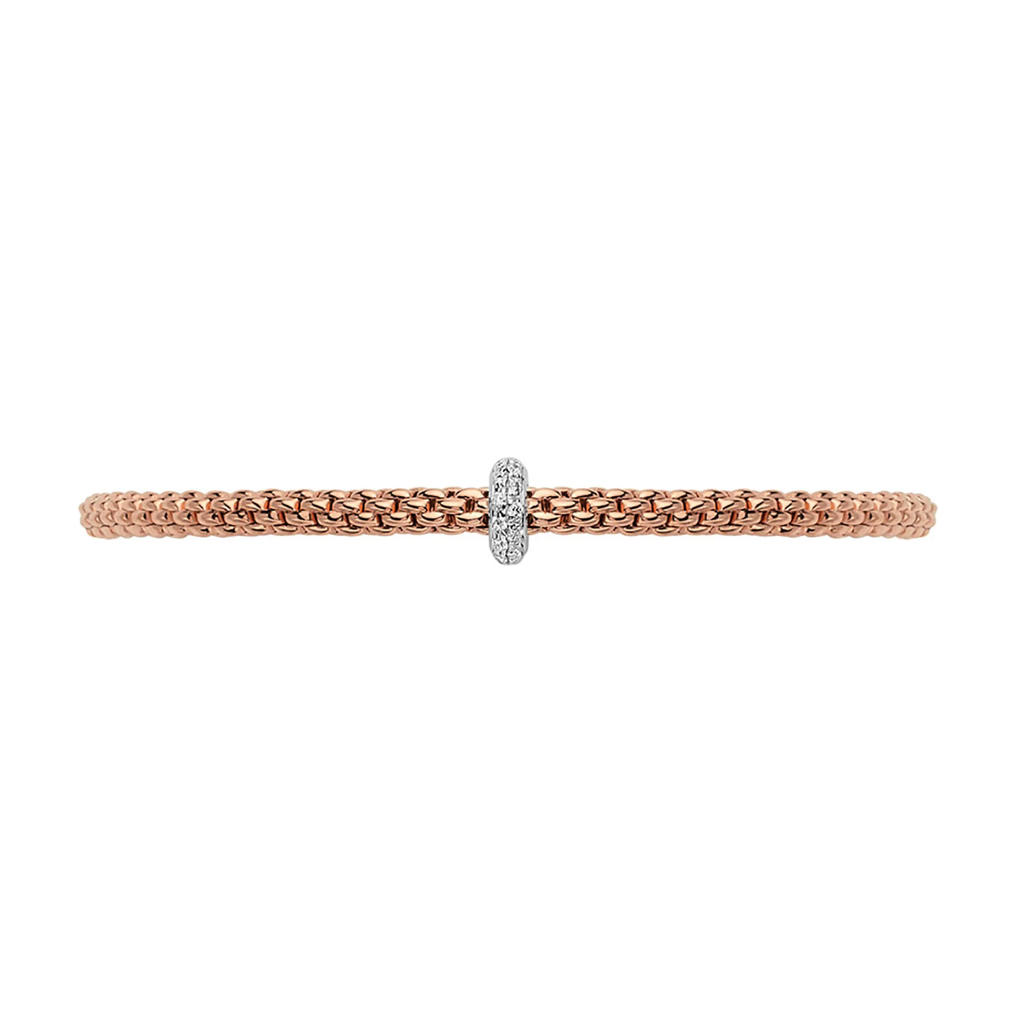 FOPE Flex'it Prima 18ct Rose and White Gold 0.18ct Diamond Set Bracelet Medium - Image 3