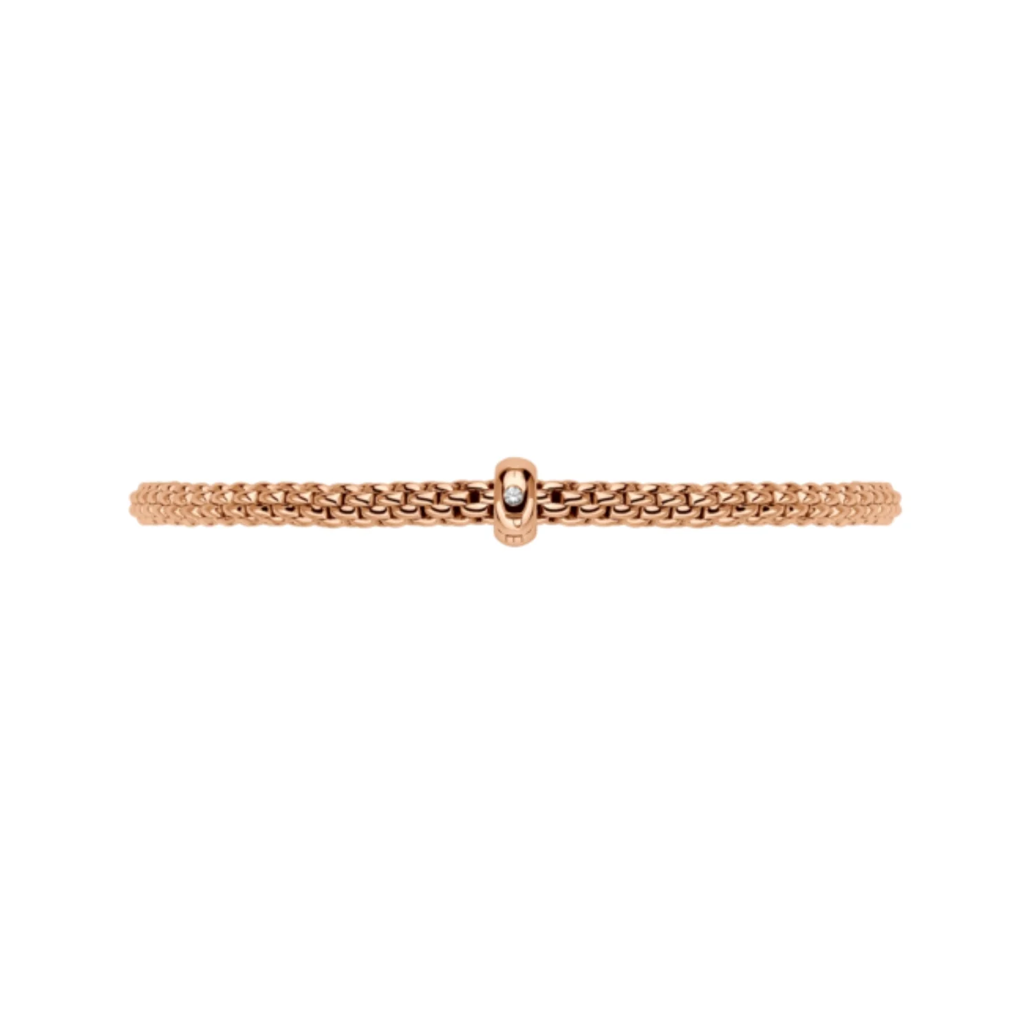 Fope Flex'It Prima 18ct Rose Gold 0.01ct Diamond Set Bracelet Medium - Image 3