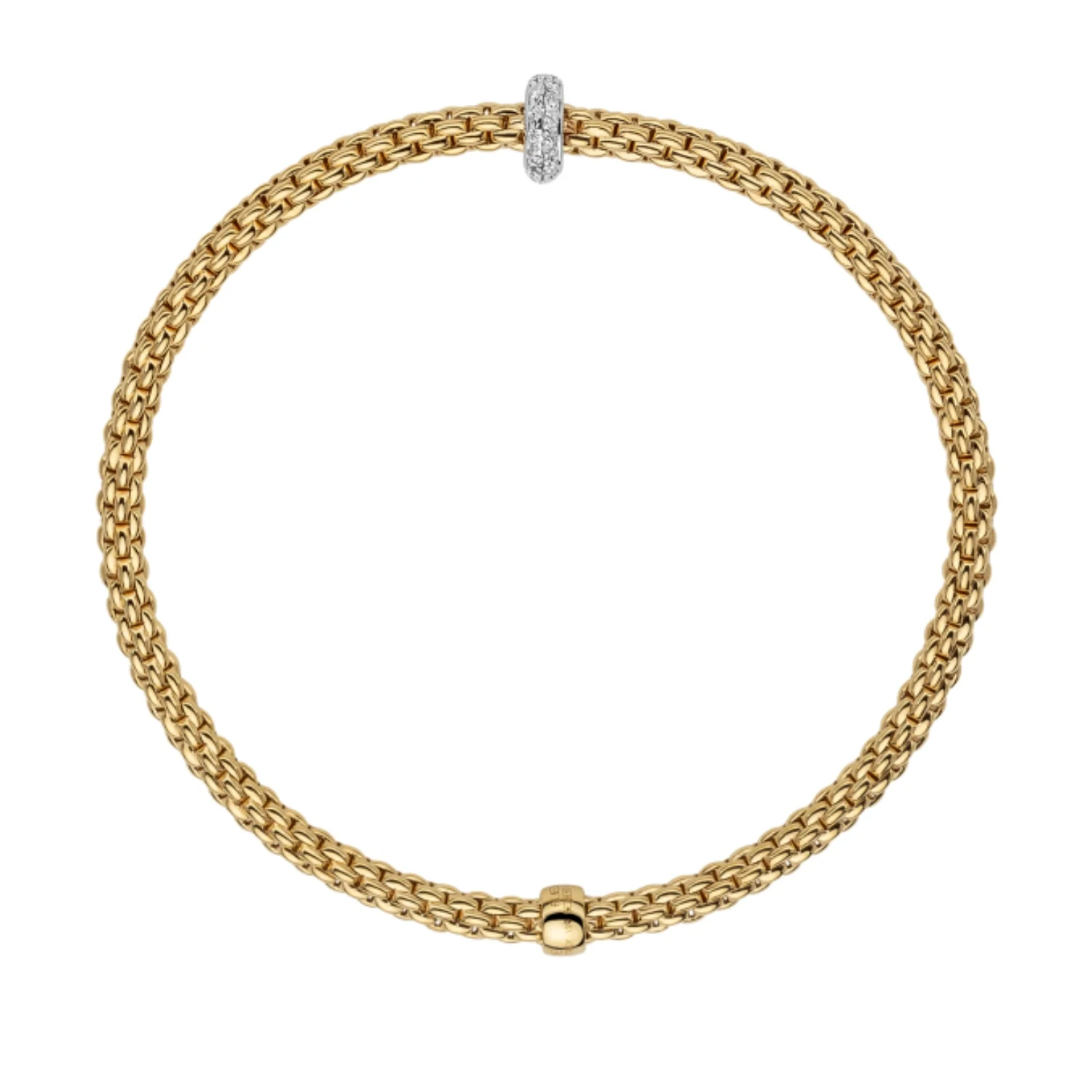 FOPE Flex'it Prima 18ct Yellow and White Gold 0.18ct Diamond Set Bracelet Medium - Image 3