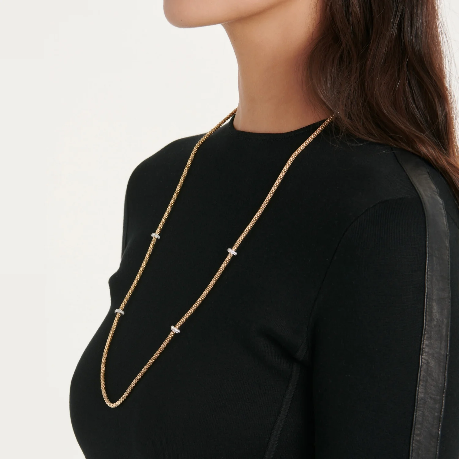 FOPE Flex'it Prima 18ct Yellow Gold 0.72ct Diamond Set Long Necklace 80cm - Image 3