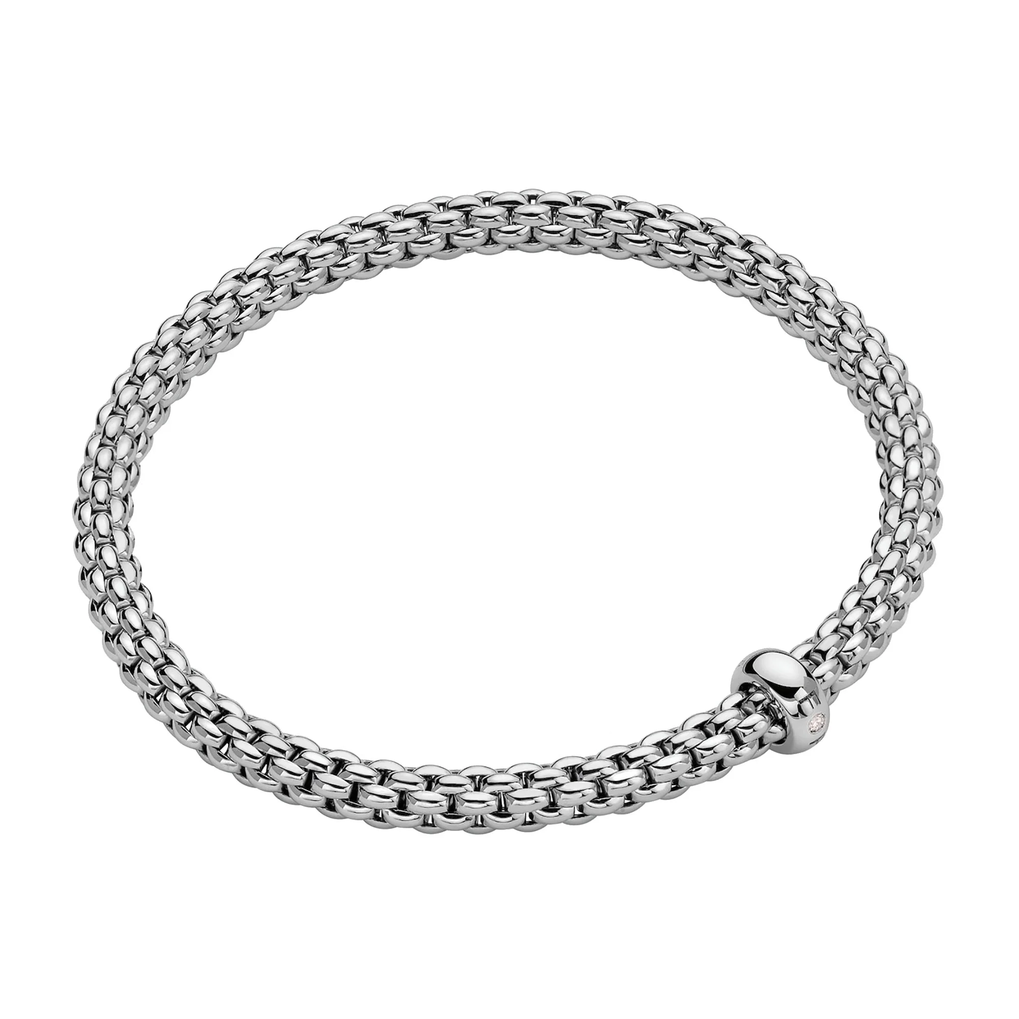 FOPE Flex'it Solo 18ct White Gold 0.01ct Diamond Set Bracelet Large