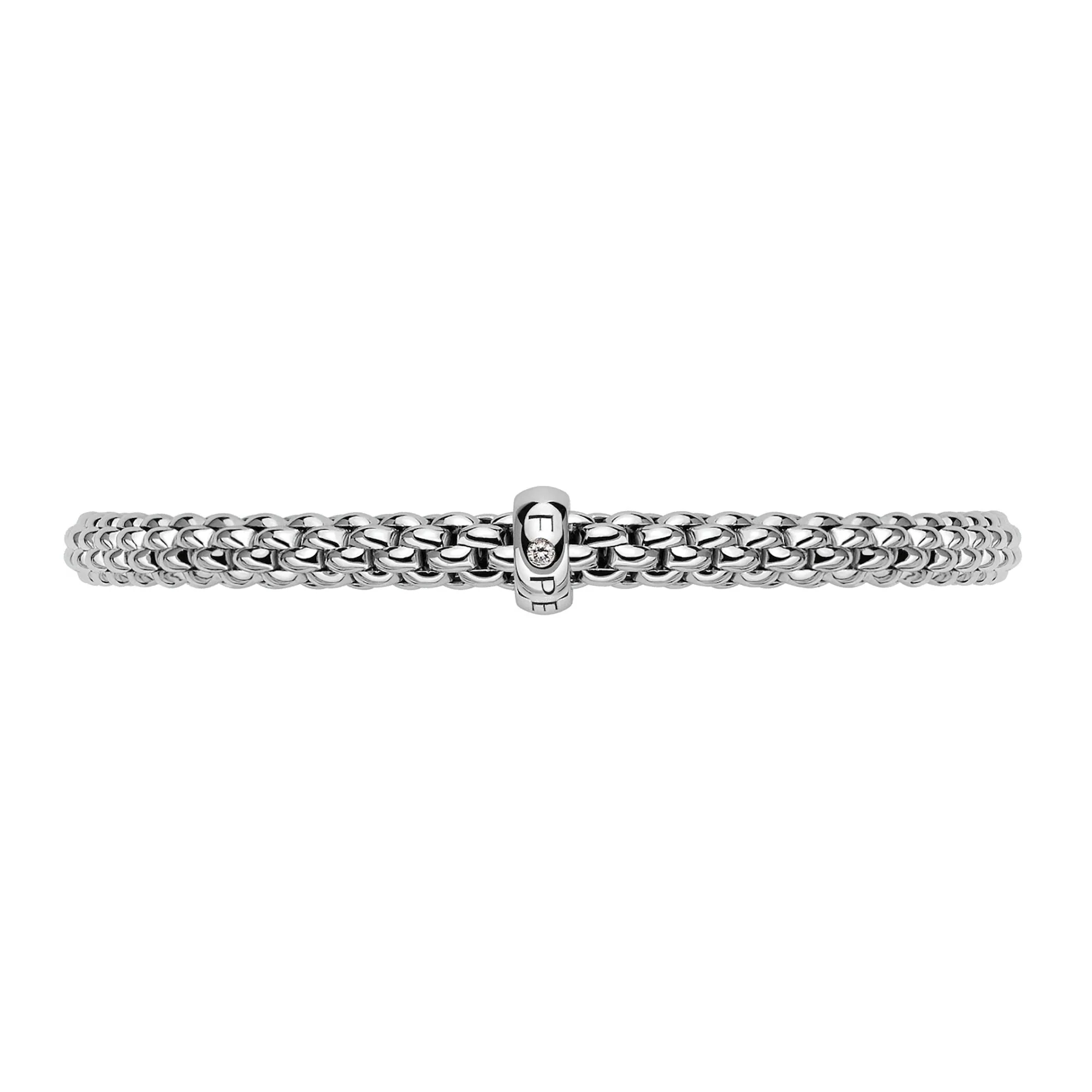 FOPE Flex'it Solo 18ct White Gold 0.01ct Diamond Set Bracelet Small - Image 3