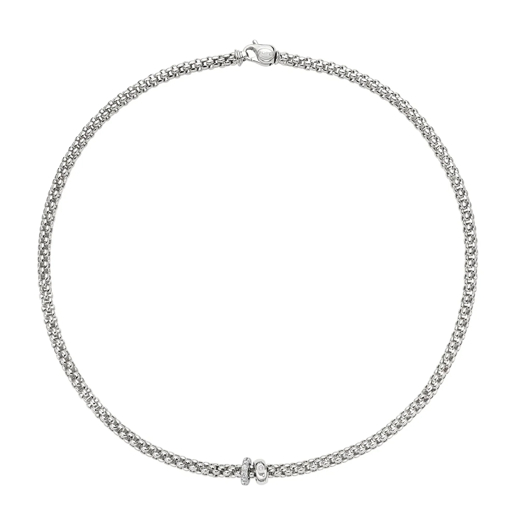 FOPE Flex'it Solo 18ct White Gold 0.29ct Diamond Set Necklace 43cm