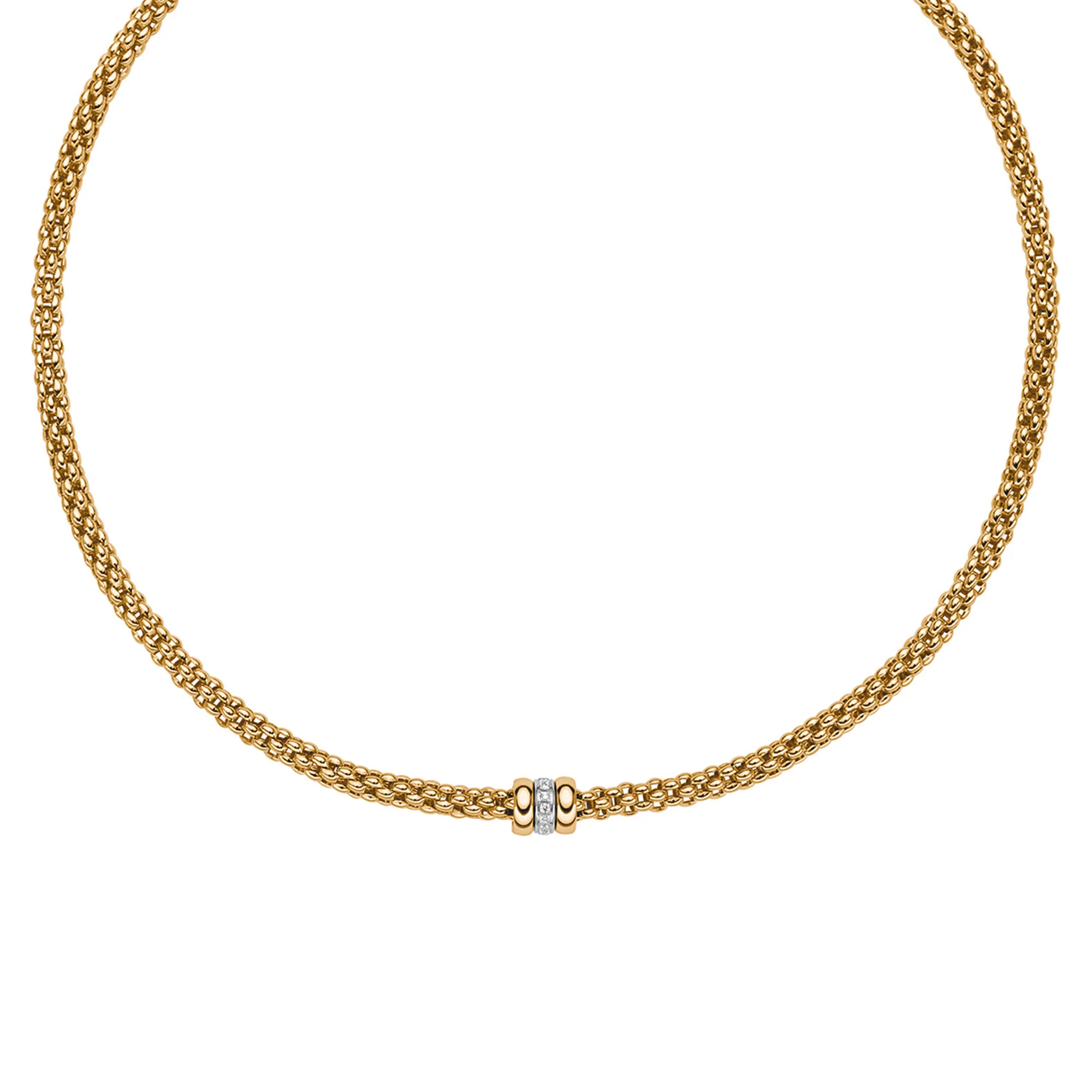FOPE Flex'it Solo 18ct Yellow and White Gold 0.10ct Diamond Set Necklace 43cm - Image 2