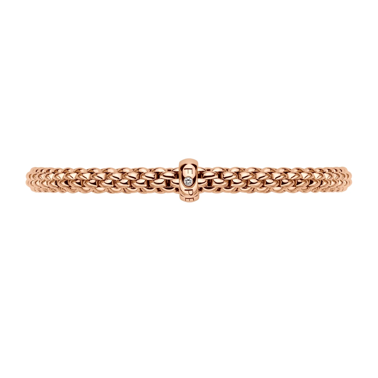 FOPE Flex'it Solo18ct Rose Gold 0.01ct Diamond Set Bracelet Medium - Image 2