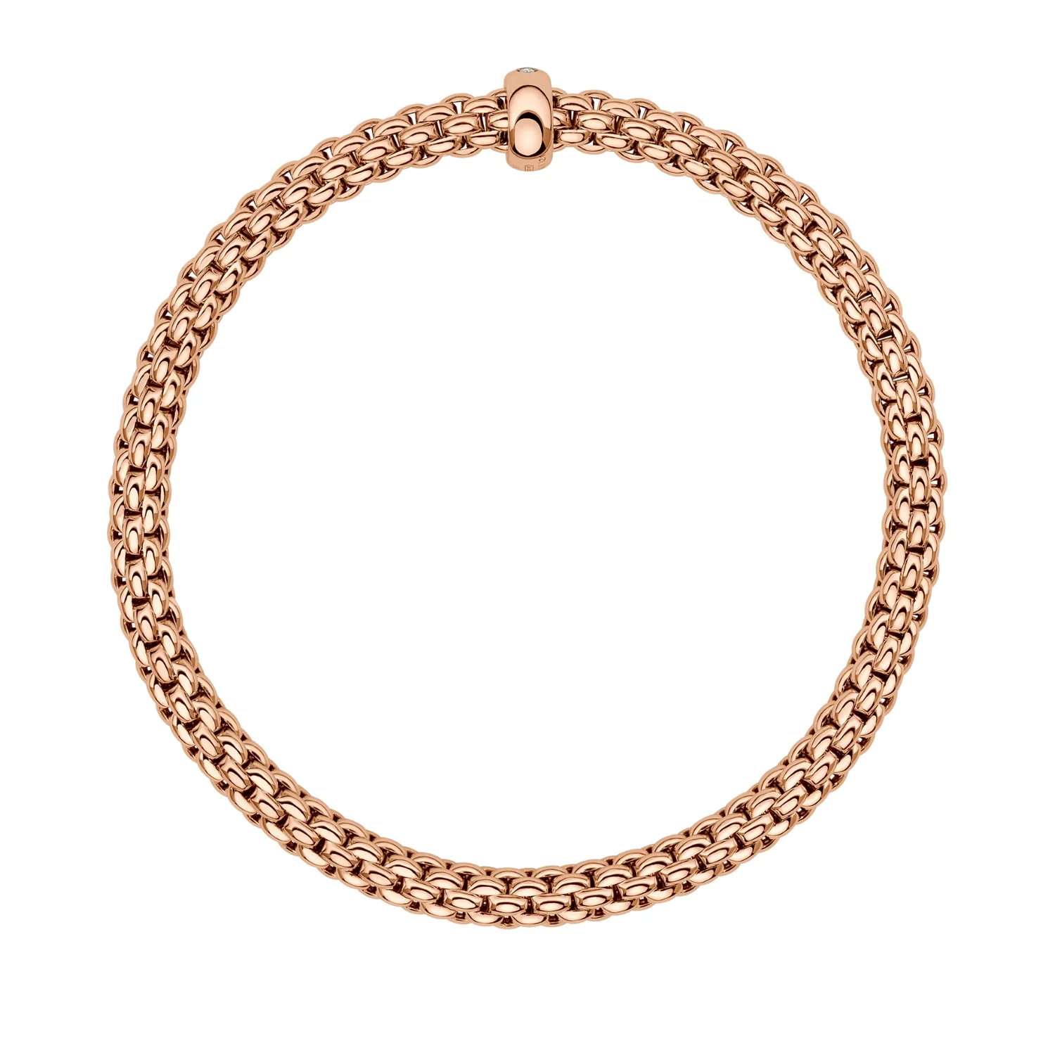 FOPE Flex'it Solo18ct Rose Gold 0.01ct Diamond Set Bracelet Medium - Image 3