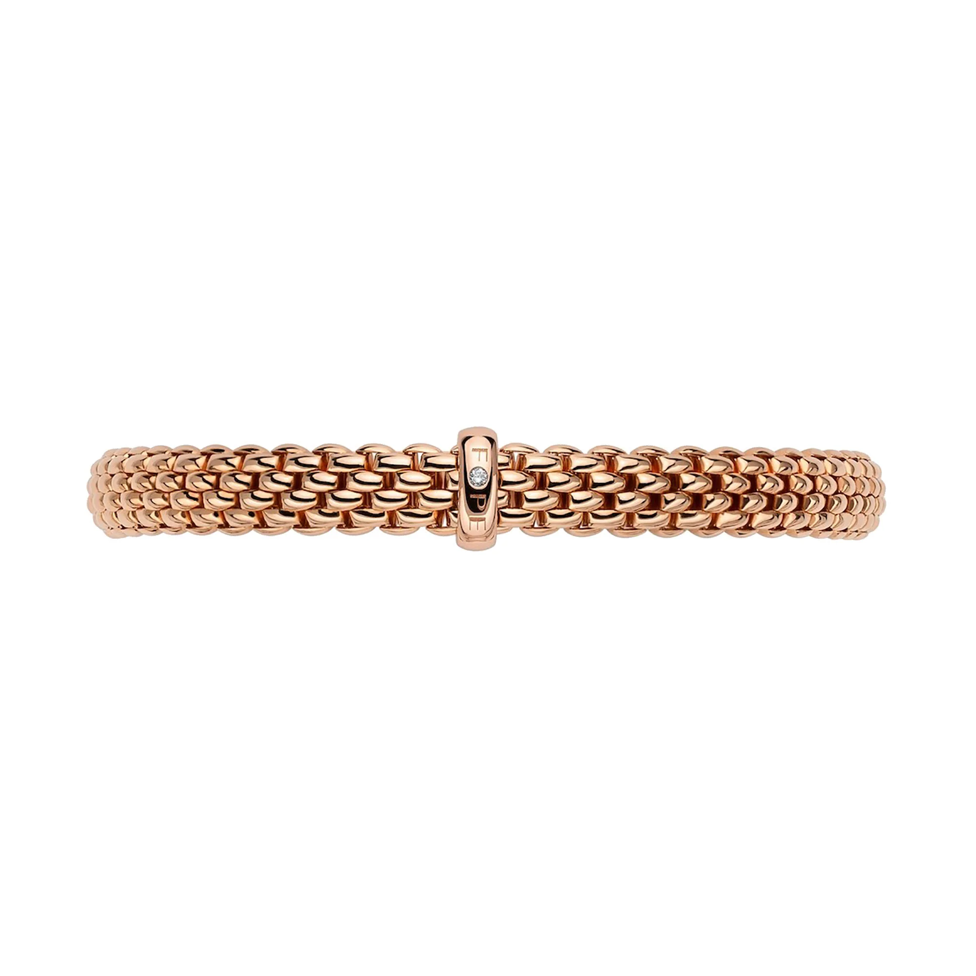 FOPE Flex'it Vendôme 18ct Rose Gold 0.01ct Diamond Set Bracelet Medium - Image 3