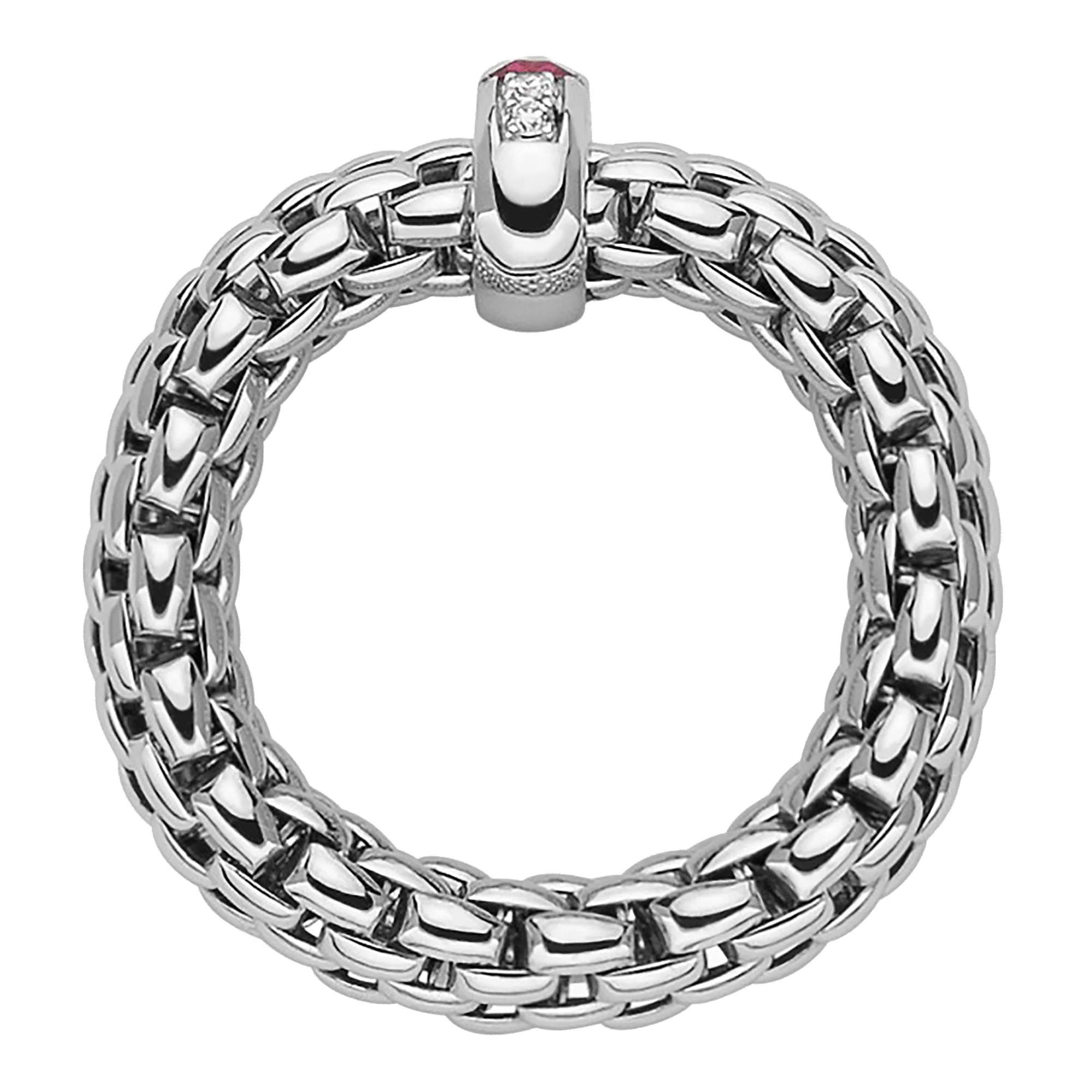 FOPE Flex'it Vendome 18ct White Gold Ruby and Diamond Ring Medium - Image 3